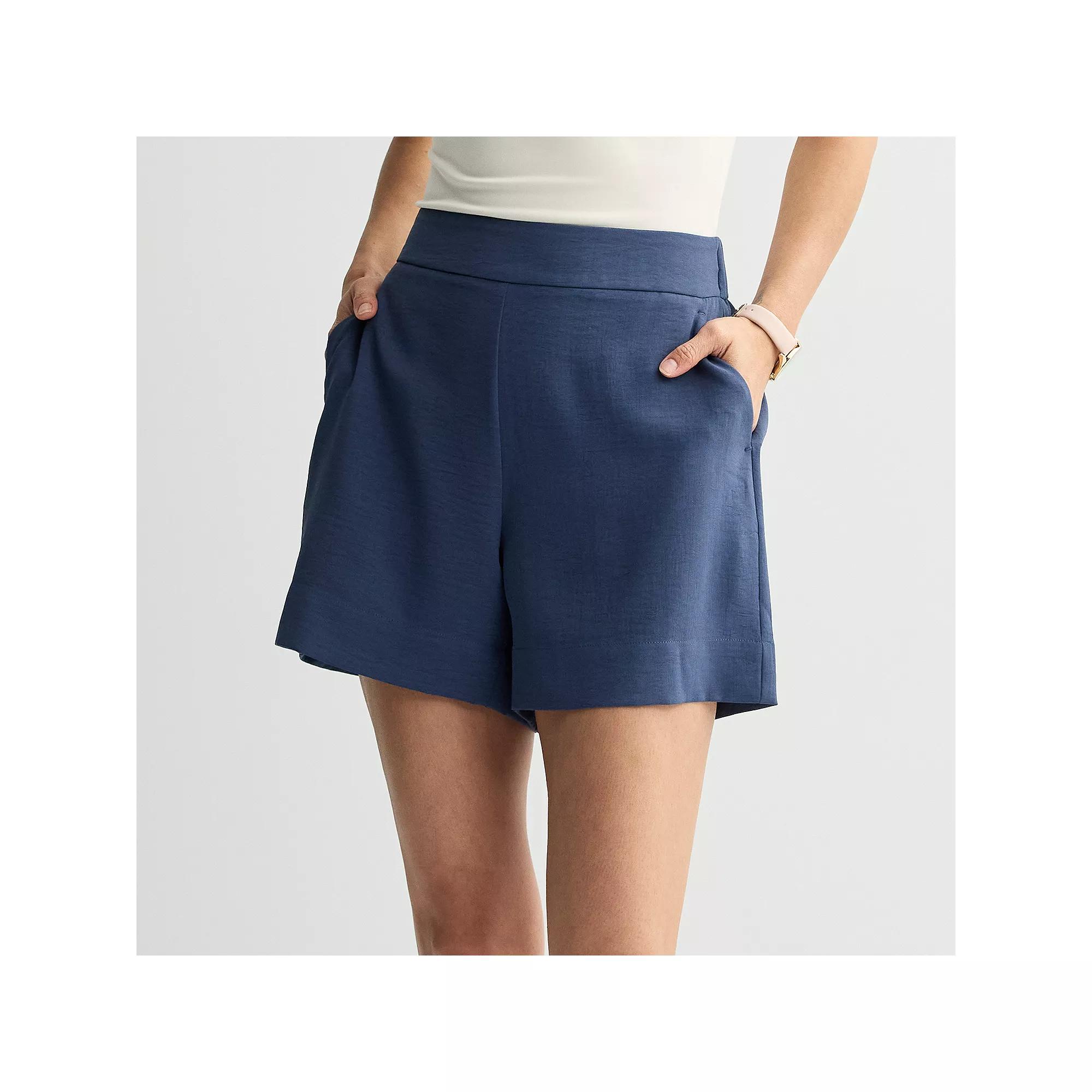 Women's Nine West Pull-On Easy Shorts, Size: Small, Mineral Black Product Image