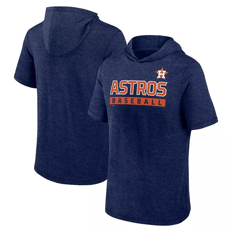 Men's Fanatics Heather Navy Houston Astros Push Short Sleeve Pullover Hoodie, Size: Medium, Blue Product Image