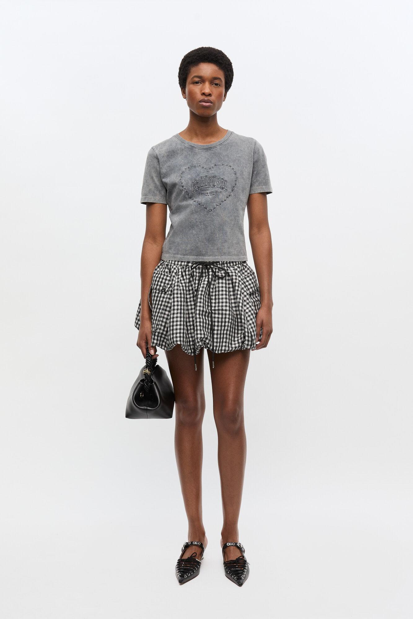 Grey Washed Heart Cropped T-shirt Product Image