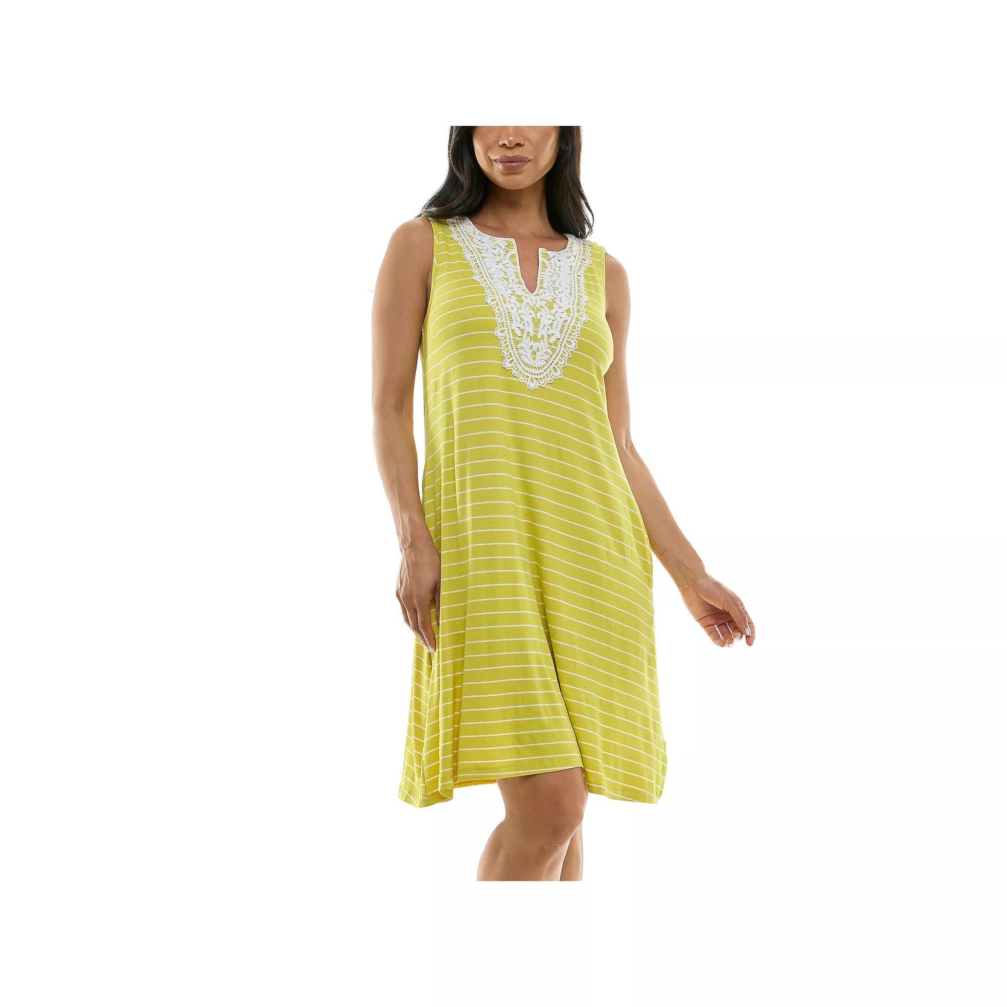 Womens Nina Leonard Bib Crochet Trapeze Dress Product Image