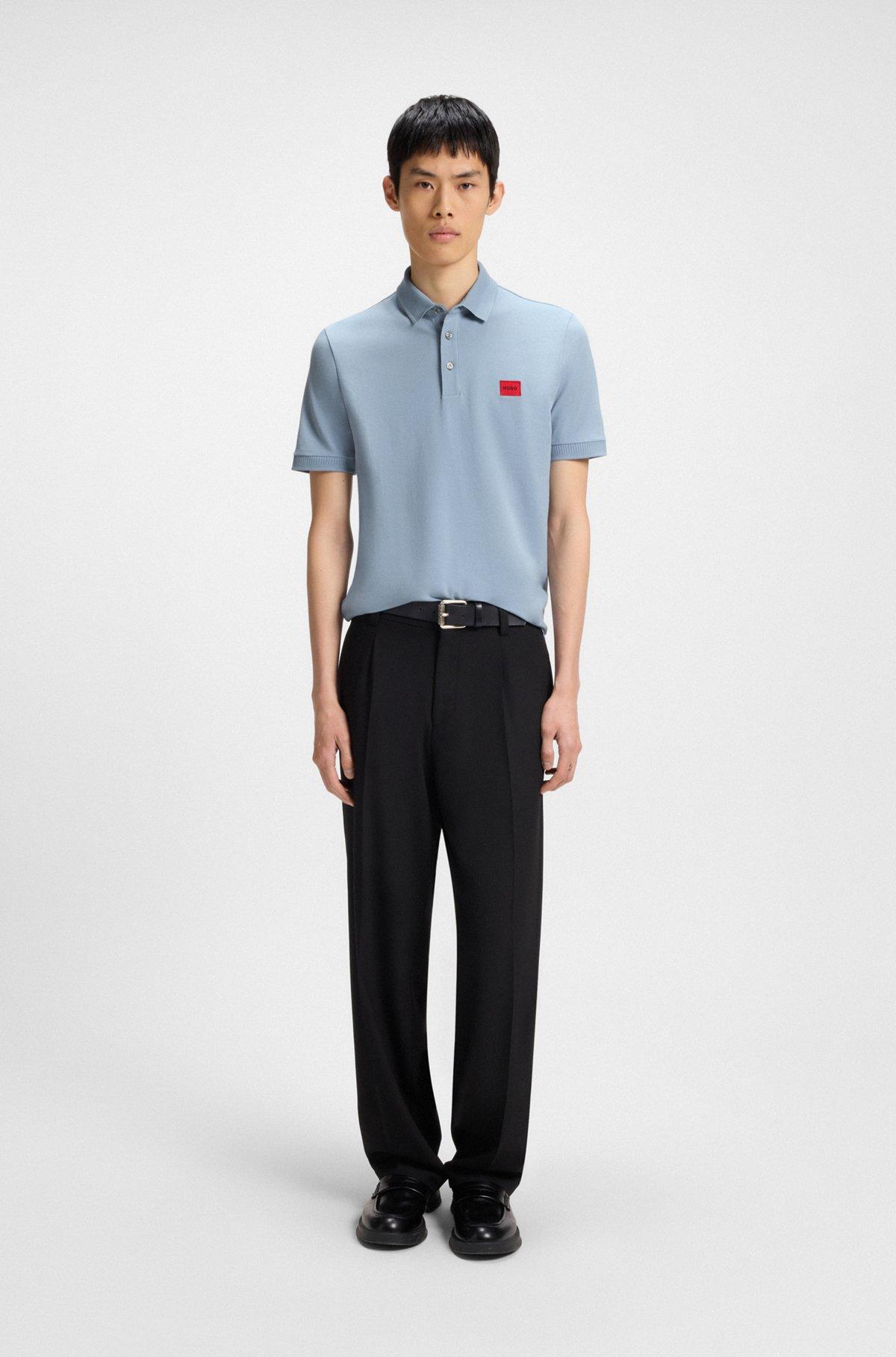 Cotton-piqué slim-fit polo shirt with logo label Product Image