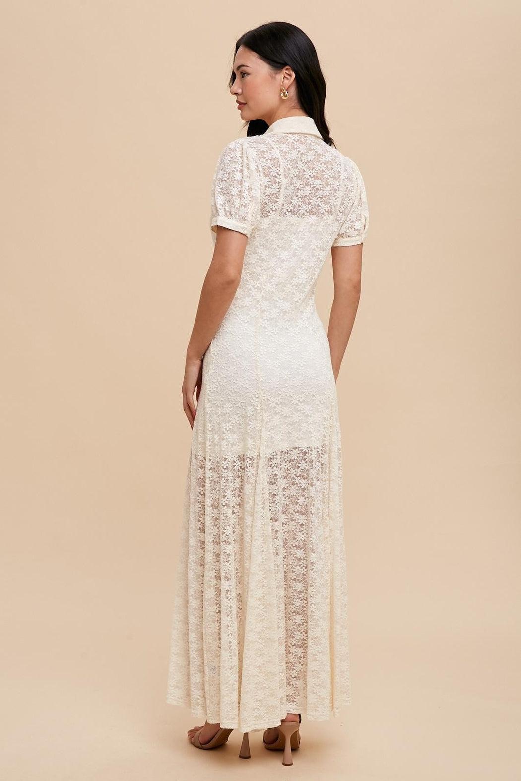 A LINE LACE BUTTON UP DRESS WITH SLIP Product Image