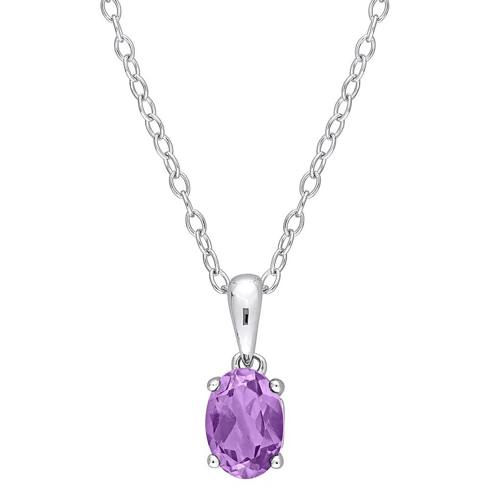 Stella Grace Sterling Silver & Gemstone Oval Stud Pendant Necklace, Women's,  Product Image