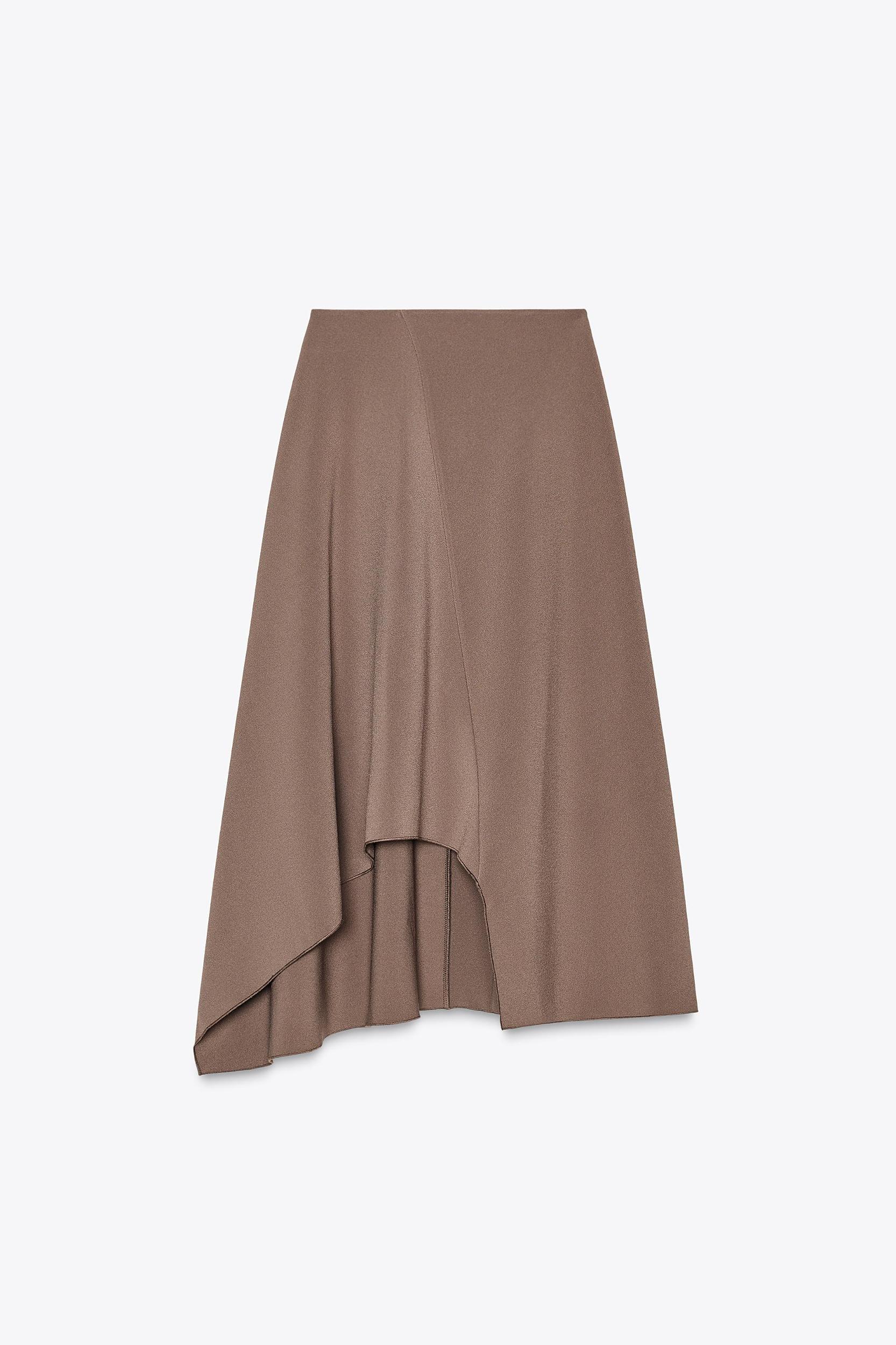 ASYMMETRICAL CREPE MIDI SKIRT Product Image