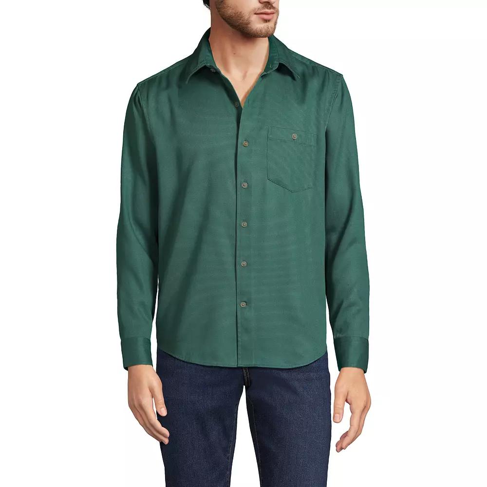 Men's Lands' End Relaxed Twill Shirt, Size: Large, Antique Alabaster Product Image