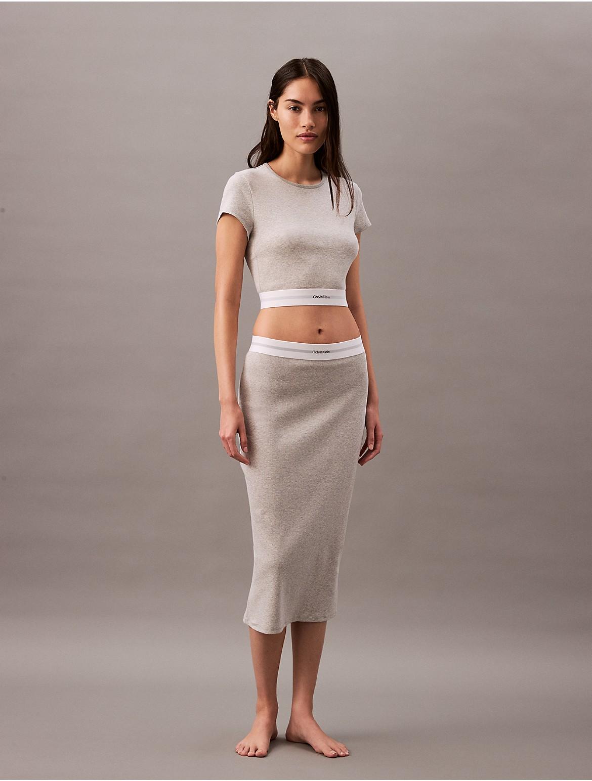 Calvin Klein Womens Cotton Stretch Rib Skirt - Grey Product Image