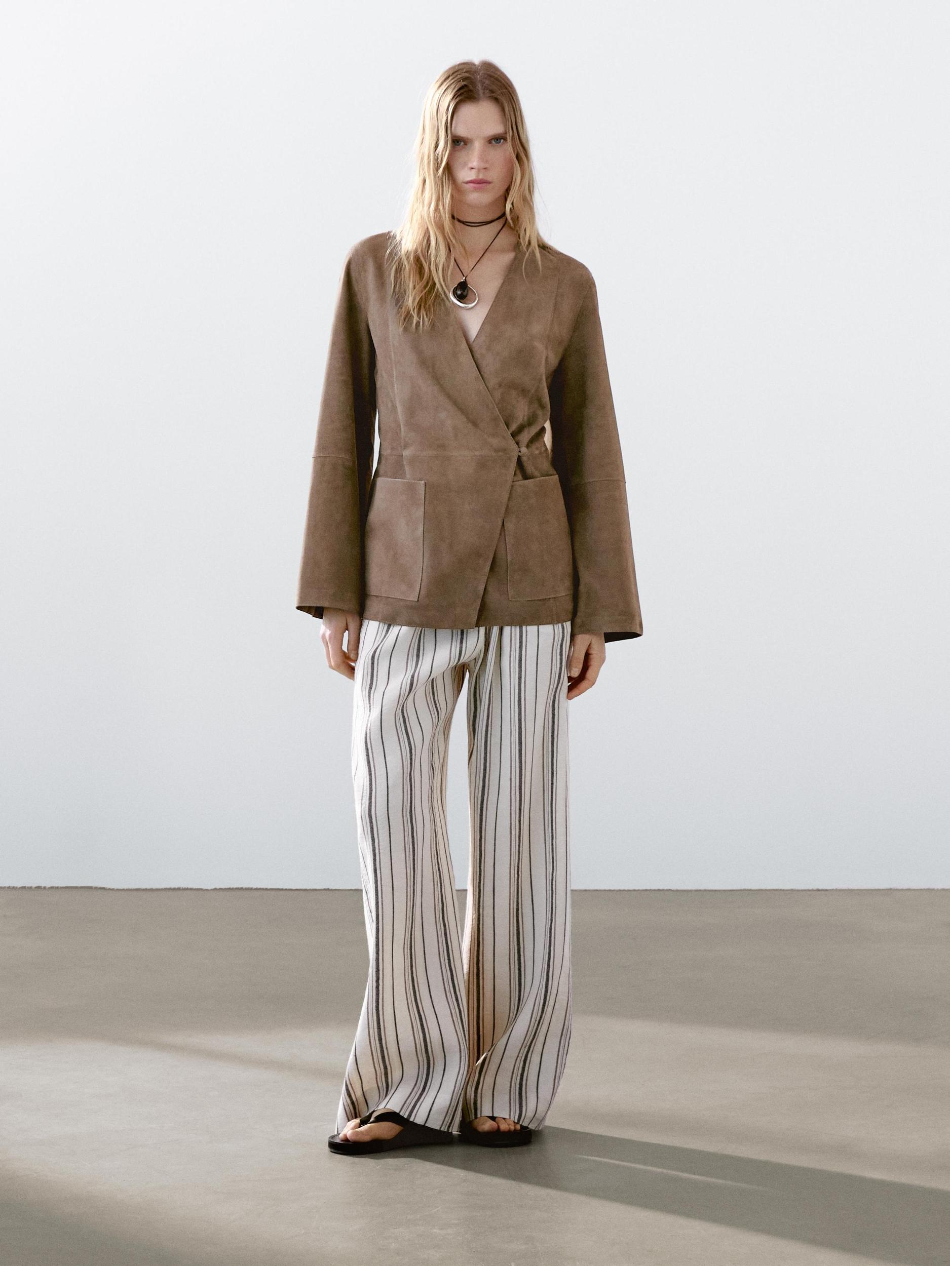 Crossover suede leather kimono Product Image