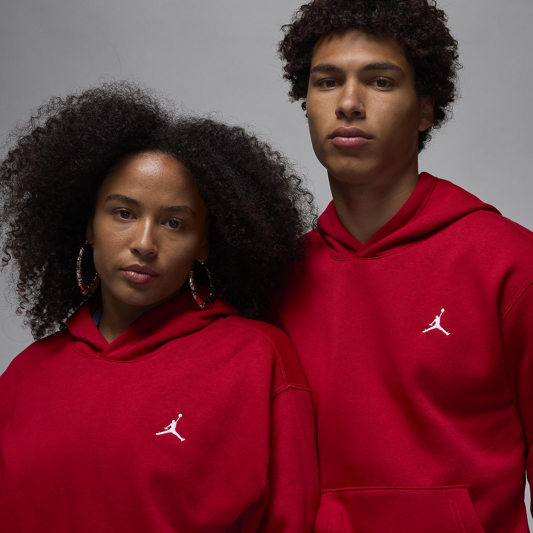 Jordan Mens Jordan Brooklyn Fleece Pullover - Mens Gym Red/White Product Image