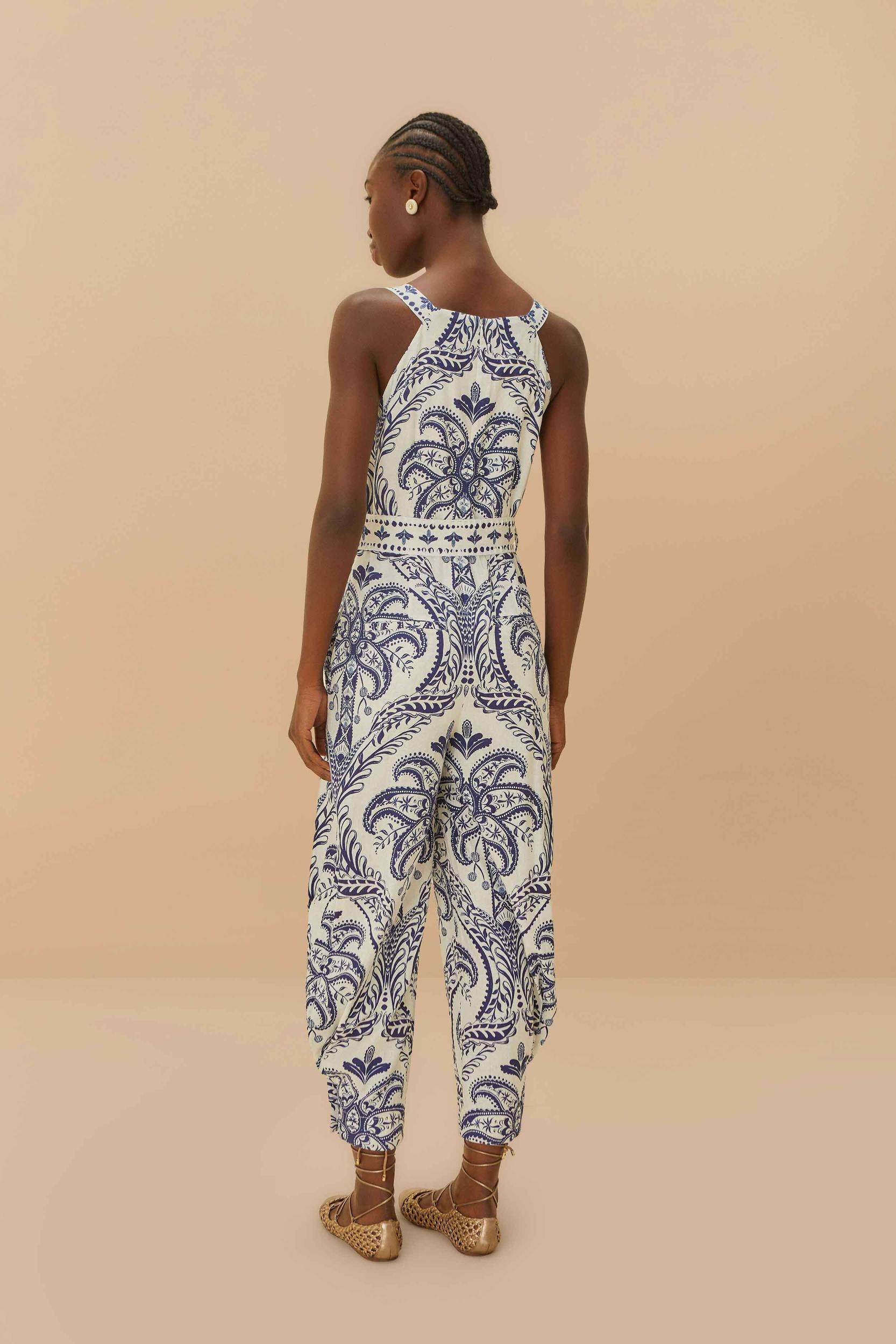 Off-White Tropical Cameo LENZING™ ECOVERO™ Euroflax™ Jumpsuit Product Image