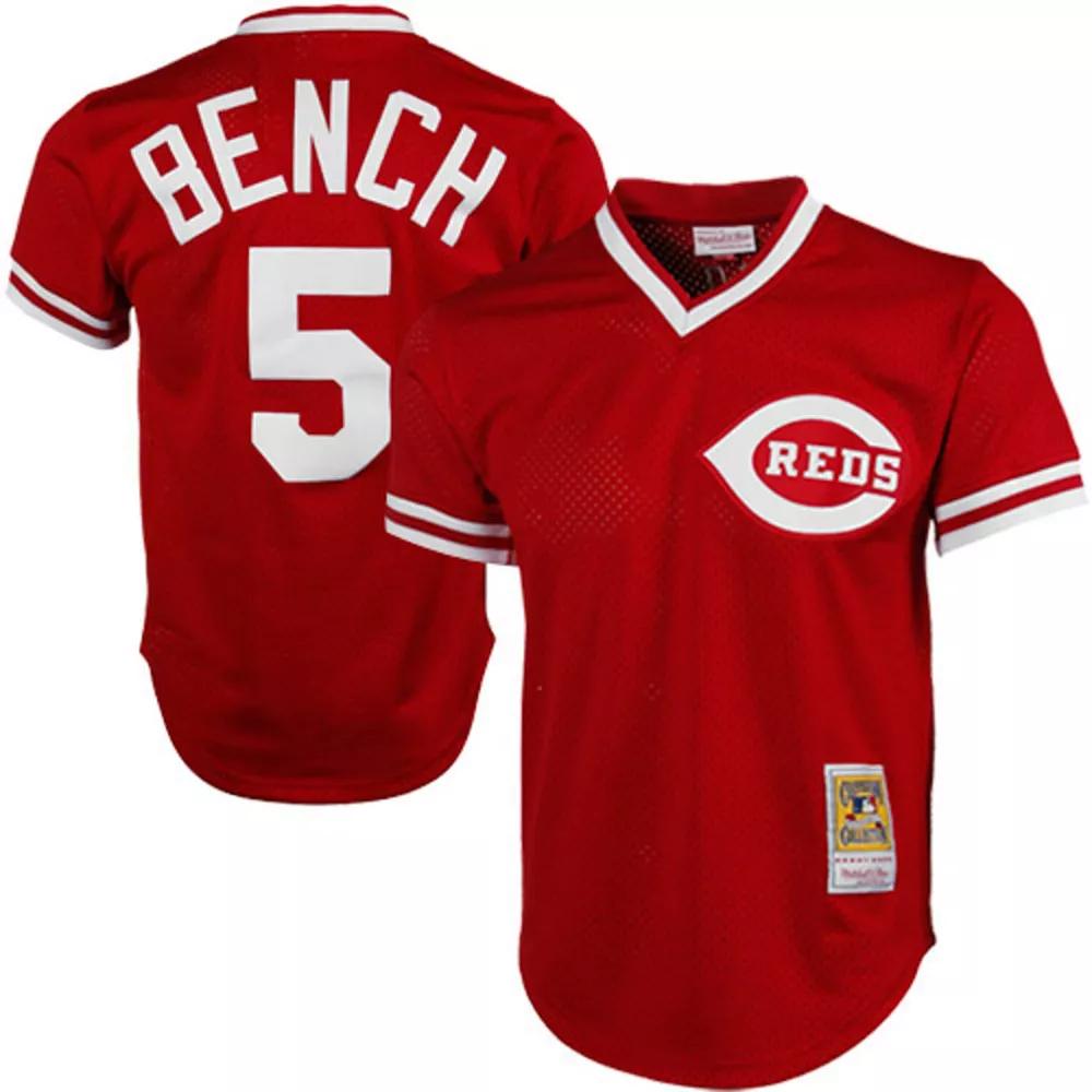 Men's Mitchell & Ness Johnny Bench Red Cincinnati Reds 1983 Authentic Cooperstown Collection Mesh Batting Practice Jersey, Size: 2XL, Red Red Product Image