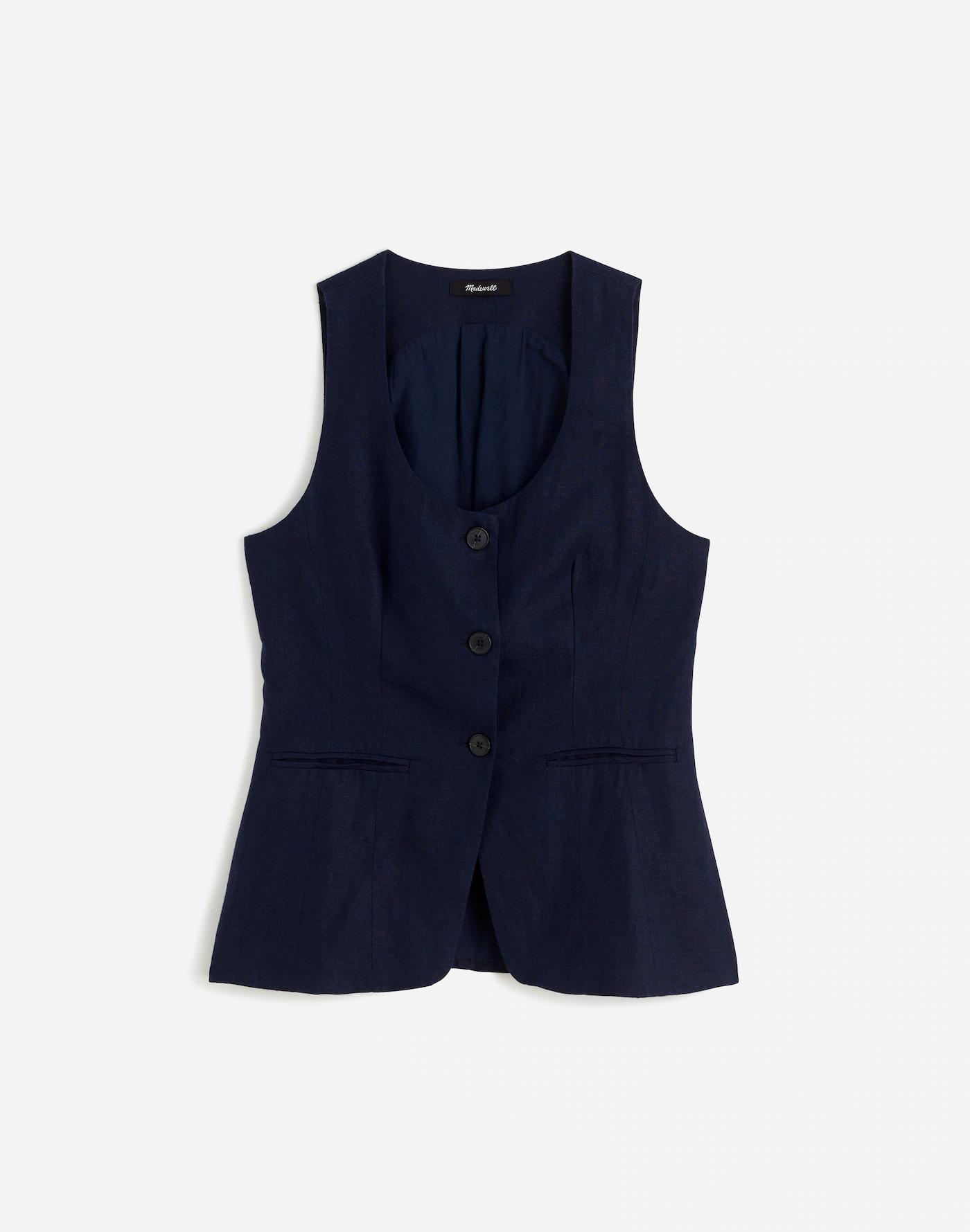 Linen Scoopneck Cutaway Vest Product Image