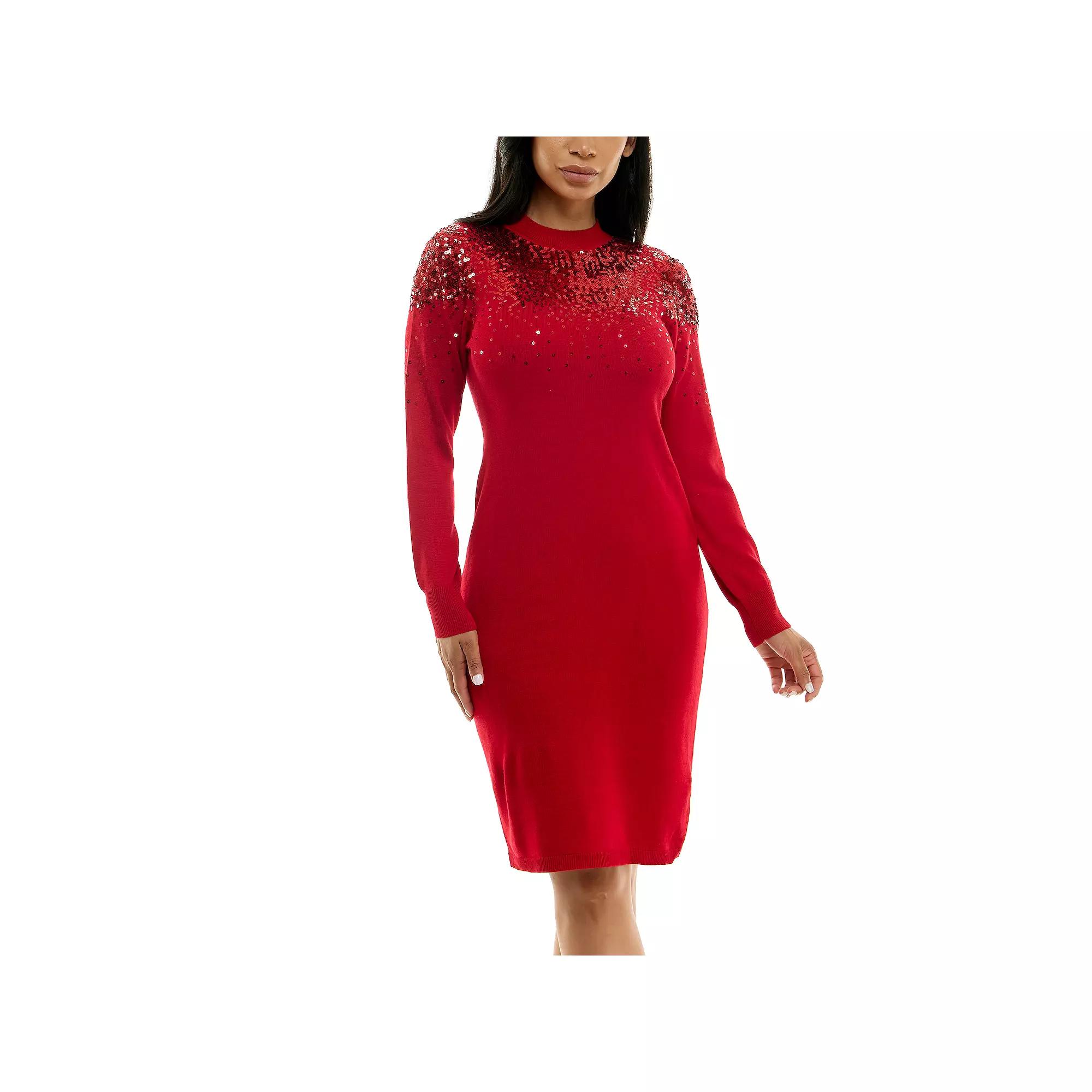 Women's Nina Leonard Sequins Sweater Dress,  Product Image