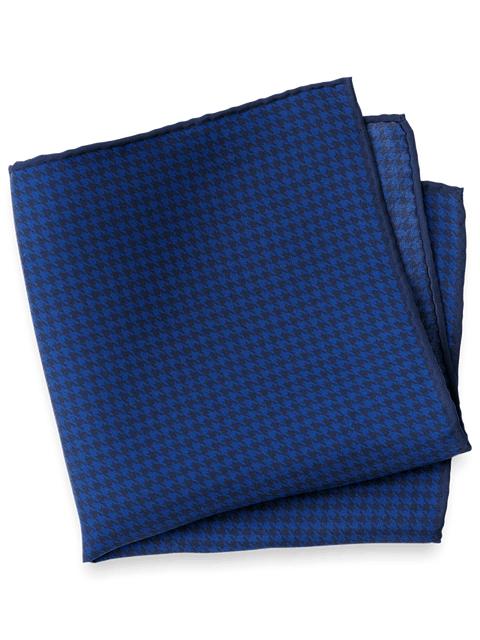 Houndstooth Silk Pocket Square - Burgundy Product Image