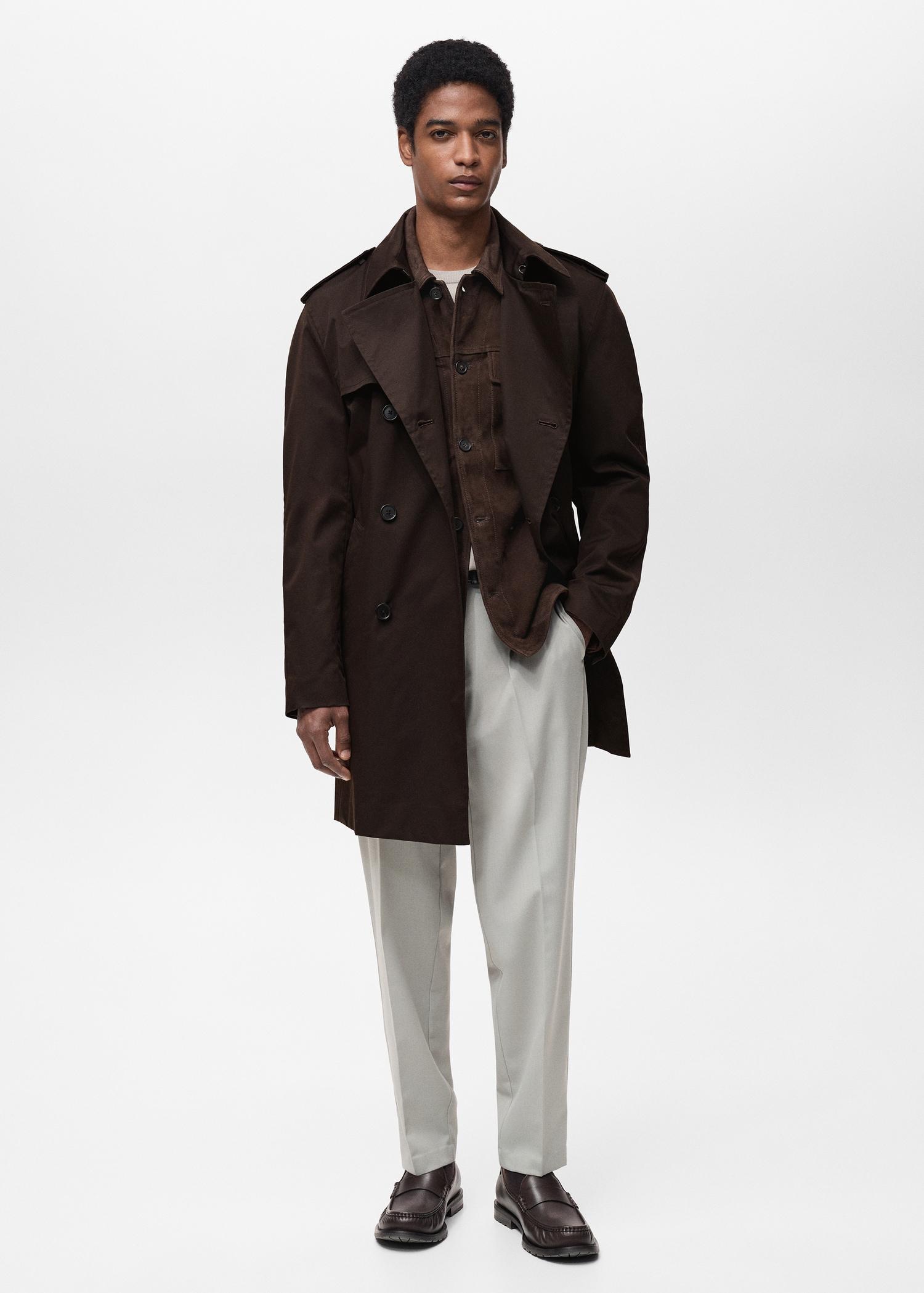 Water-repellent belted trench coat - Men | MANGO USA Product Image