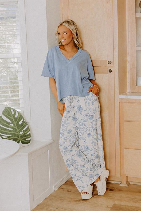 Casual Hangout Tee in Airy Blue Product Image