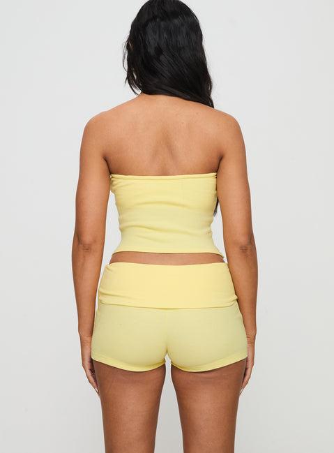 Baseline Low Rise Rib Shorts Yellow Product Image