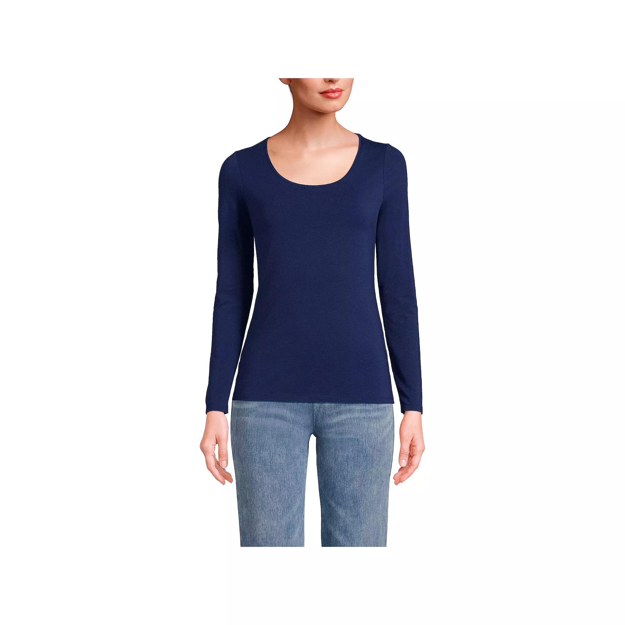 Women's Lands' End Lightweight Scoopneck Long-Sleeve Tee,  Product Image