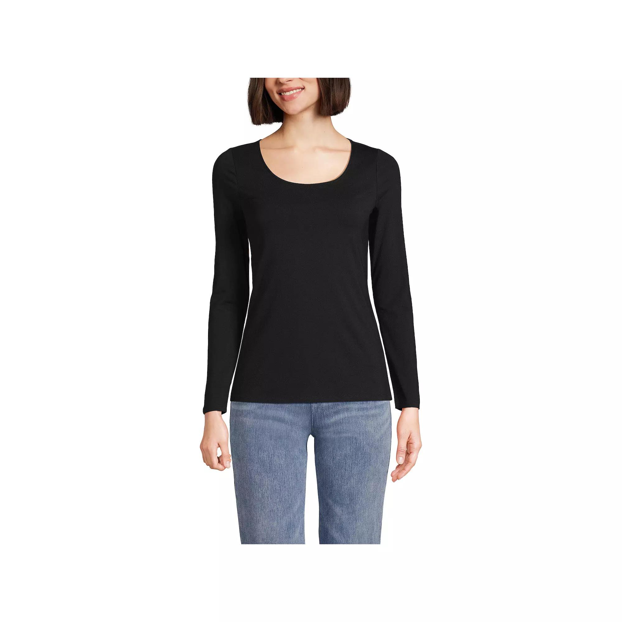 Petite Lands' End Jersey Scoopneck T-Shirt, Women's, Size: Small Petite, Black Product Image