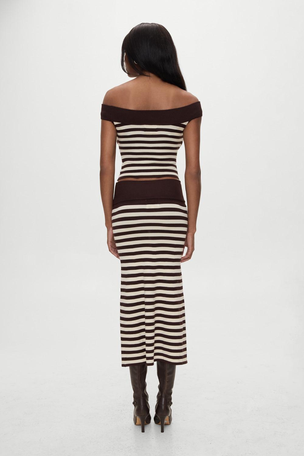 x BELLA HADID Tucker Knit Midi Skirt - Cowboy Stripe Product Image