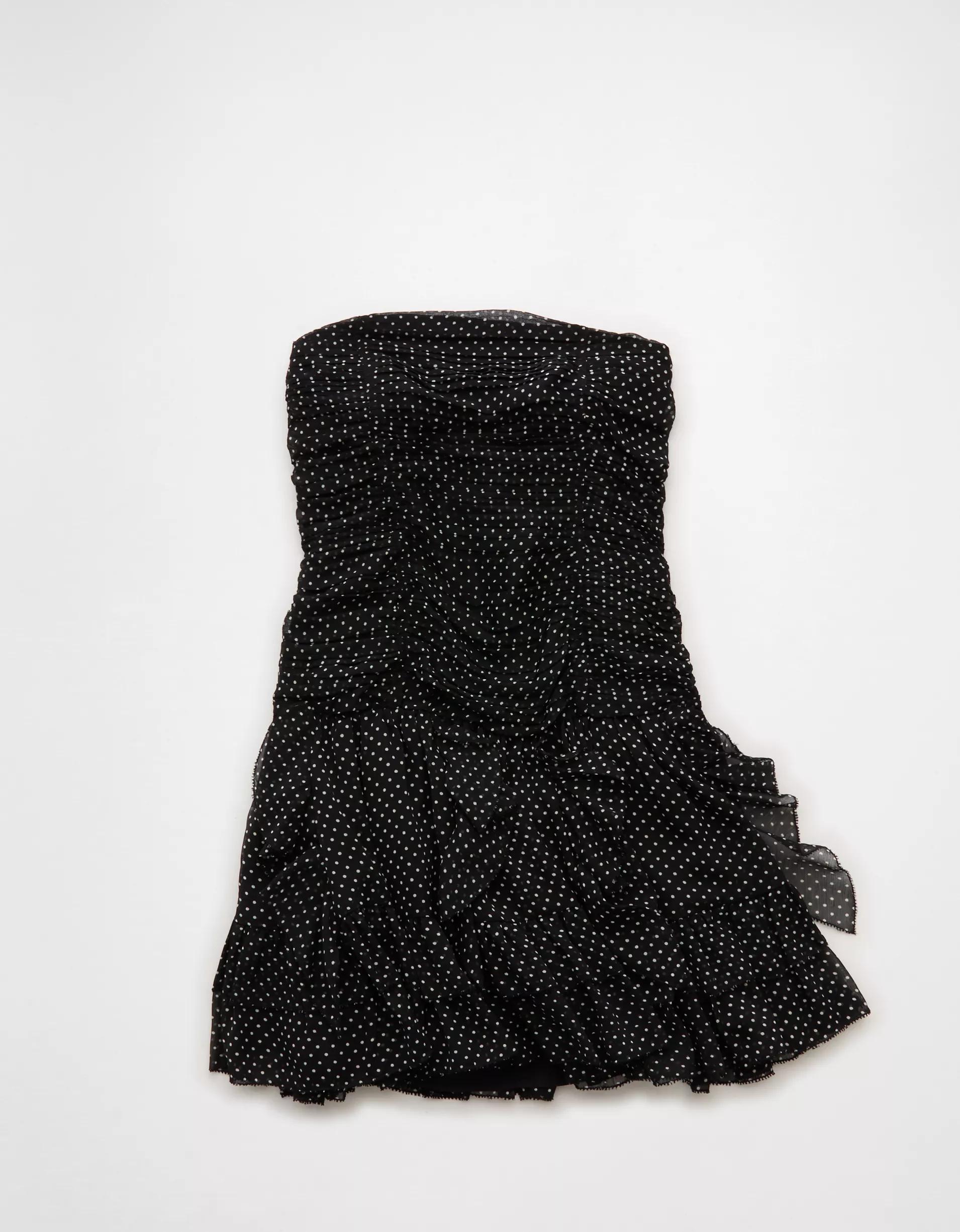 AE Strapless Drop Waist Ruffle Mini Dress Product Image