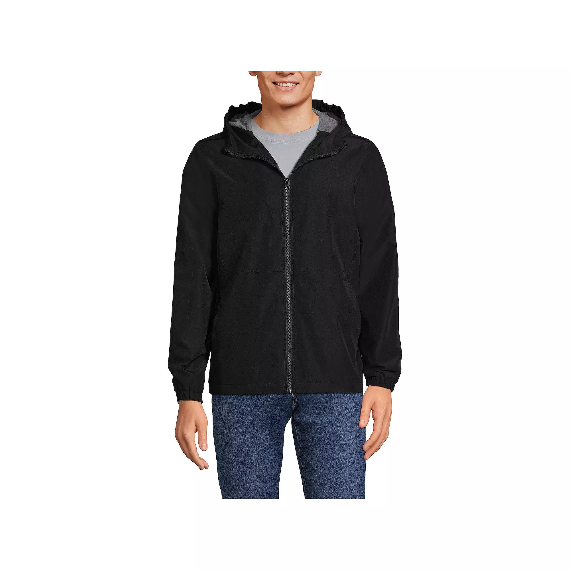 Men's Lands' End School Uniform Rain Jacket, Size: Large, Black Product Image