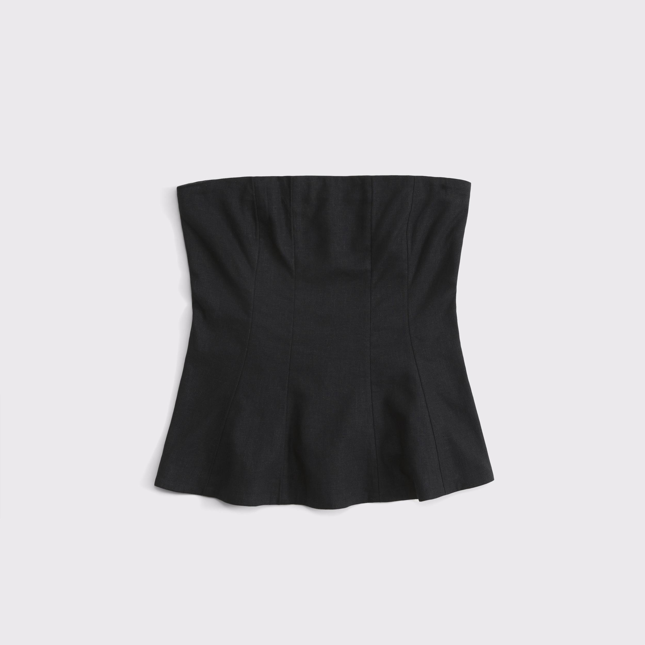 Linen-Blend Strapless Peplum Top Product Image