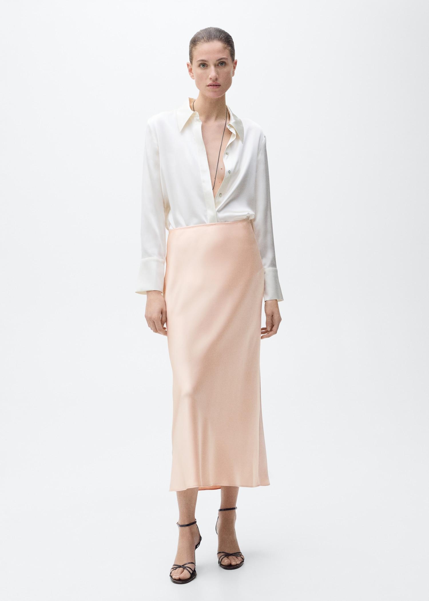 Midi satin skirt - Women | MANGO USA Product Image