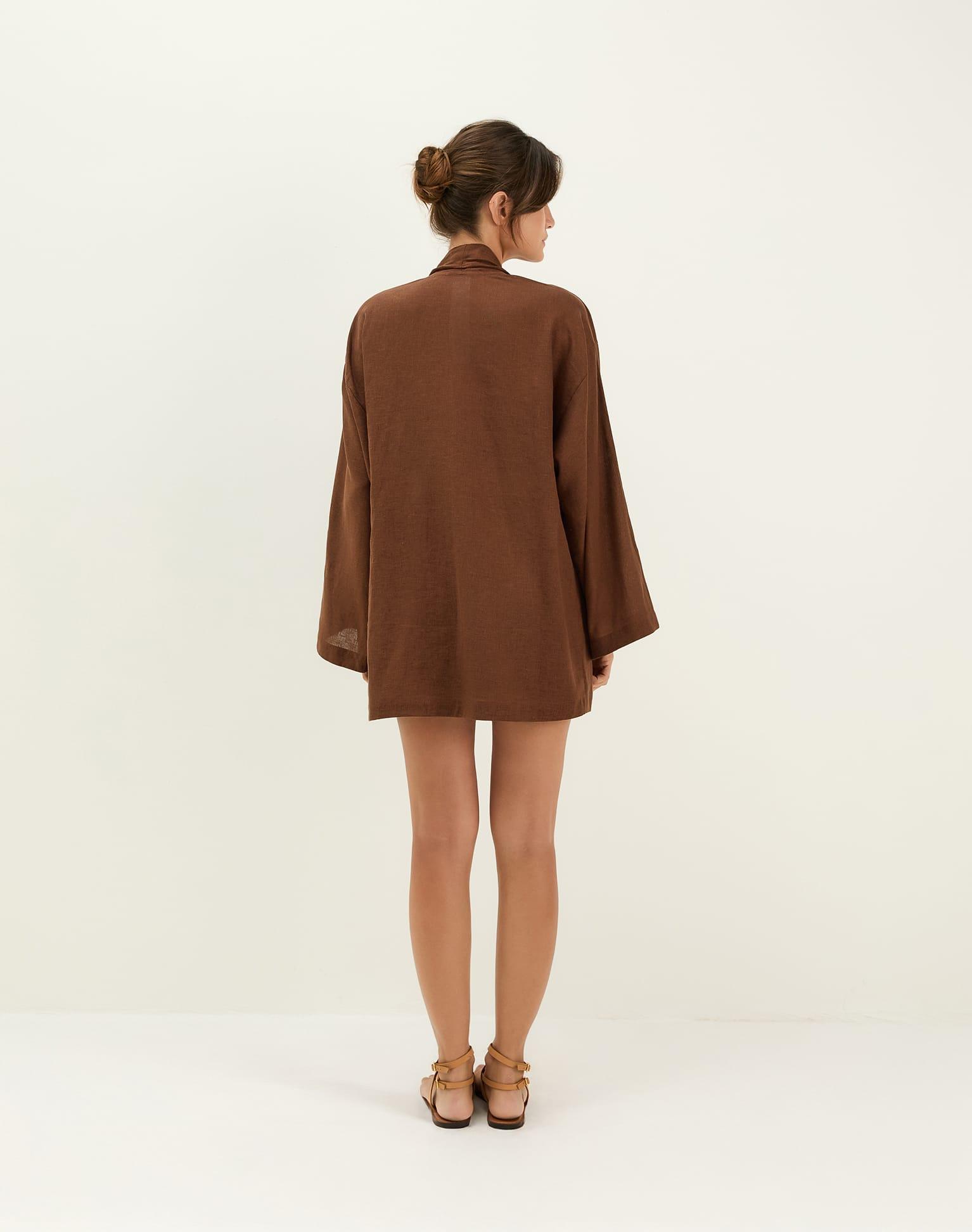 Luna Short Kimono - Brown Product Image