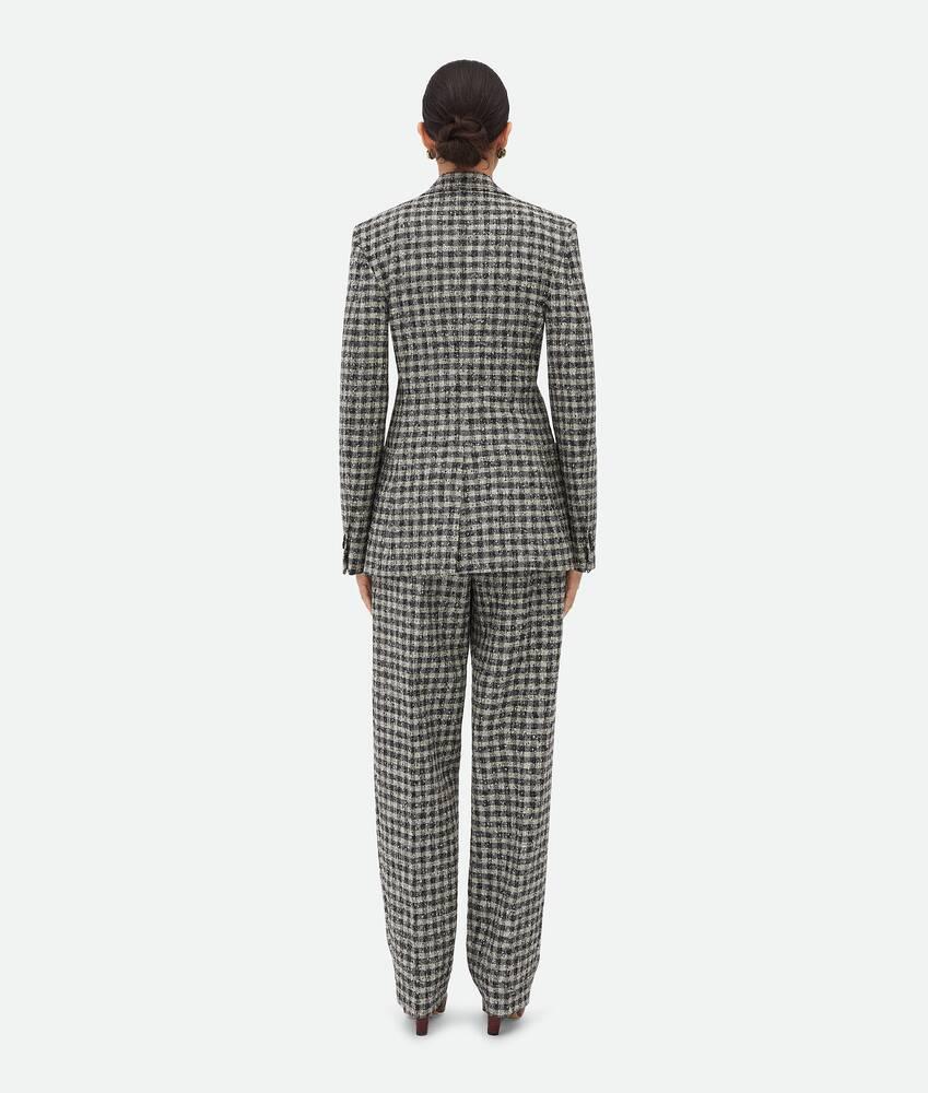 Women's Boucle Gingham Wool Jacket in Black/pearl/khaki Product Image
