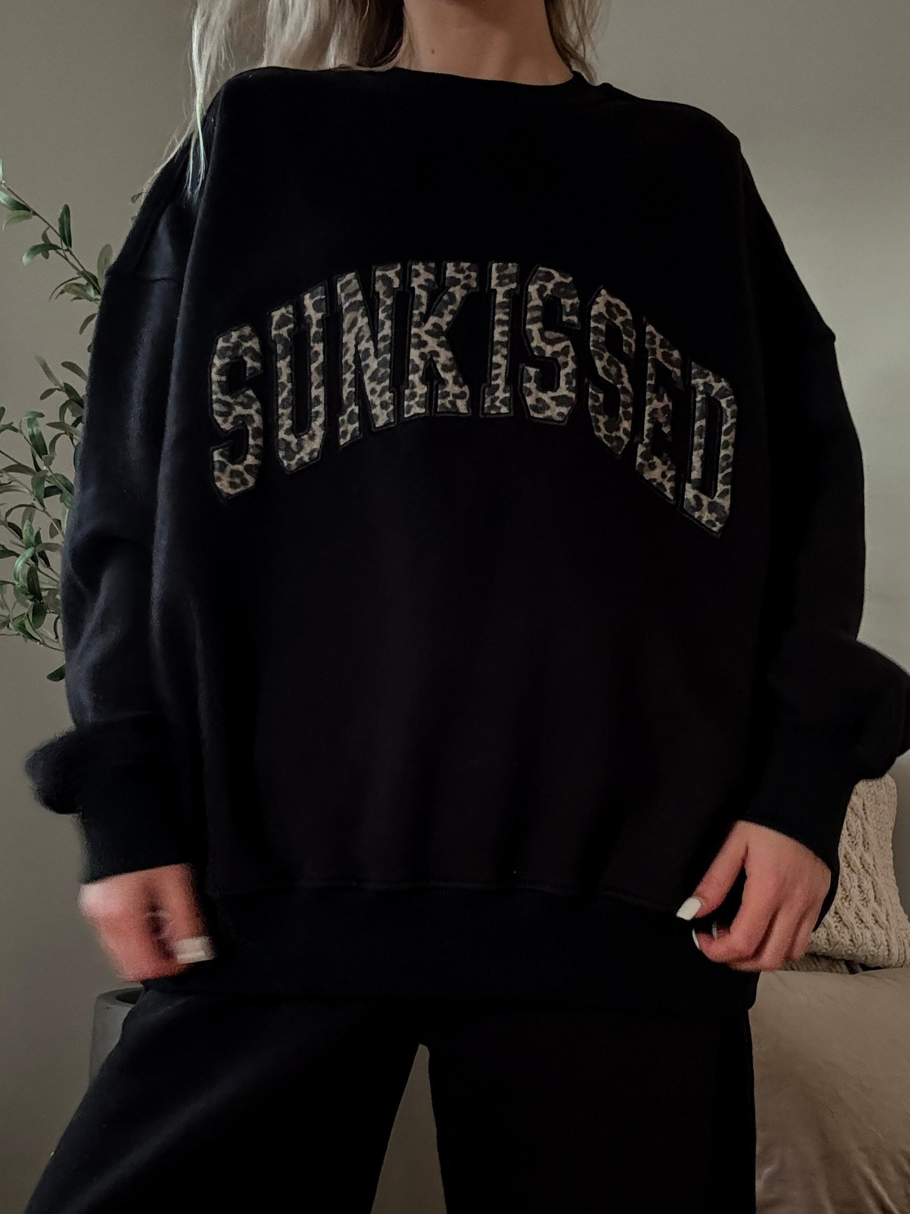 Black Basic Blank Flare Sweatpants Product Image