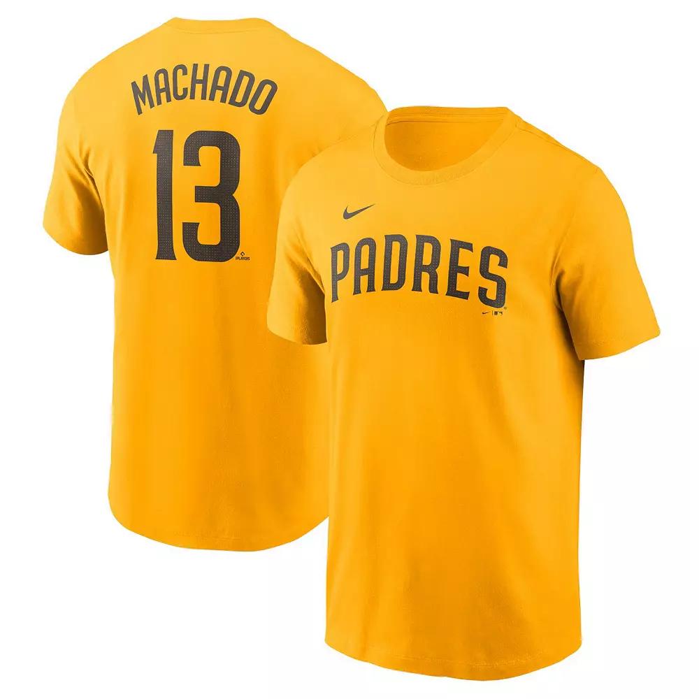 Men's Nike Manny Machado Gold San Diego Padres Fuse Name & Number T-Shirt,  Product Image