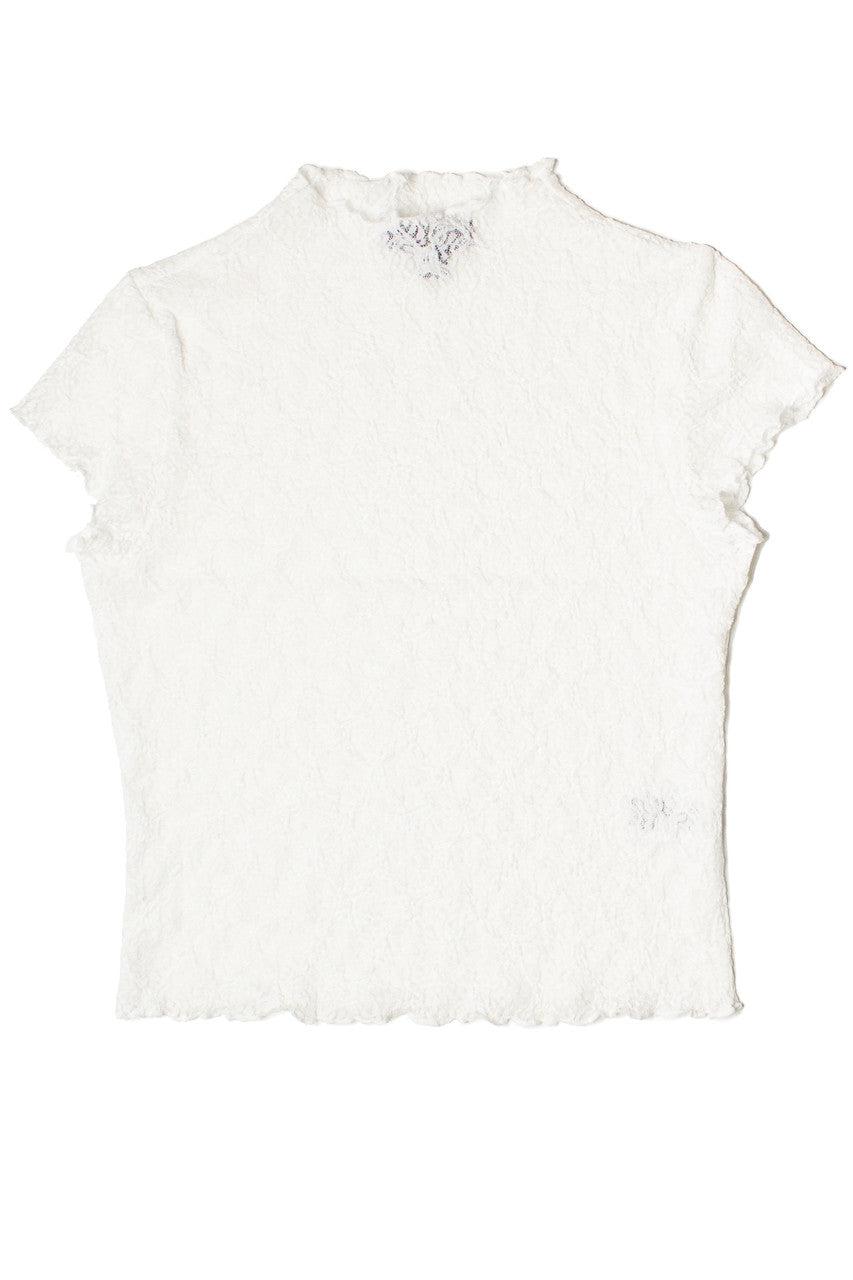 Mock Neck Lace Tee Product Image