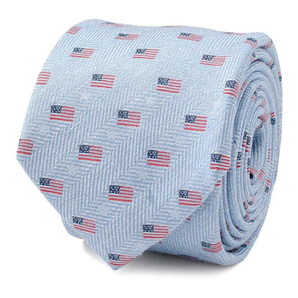 Men's Cuff Links, Inc. American Flag Tie, Light Blue Product Image