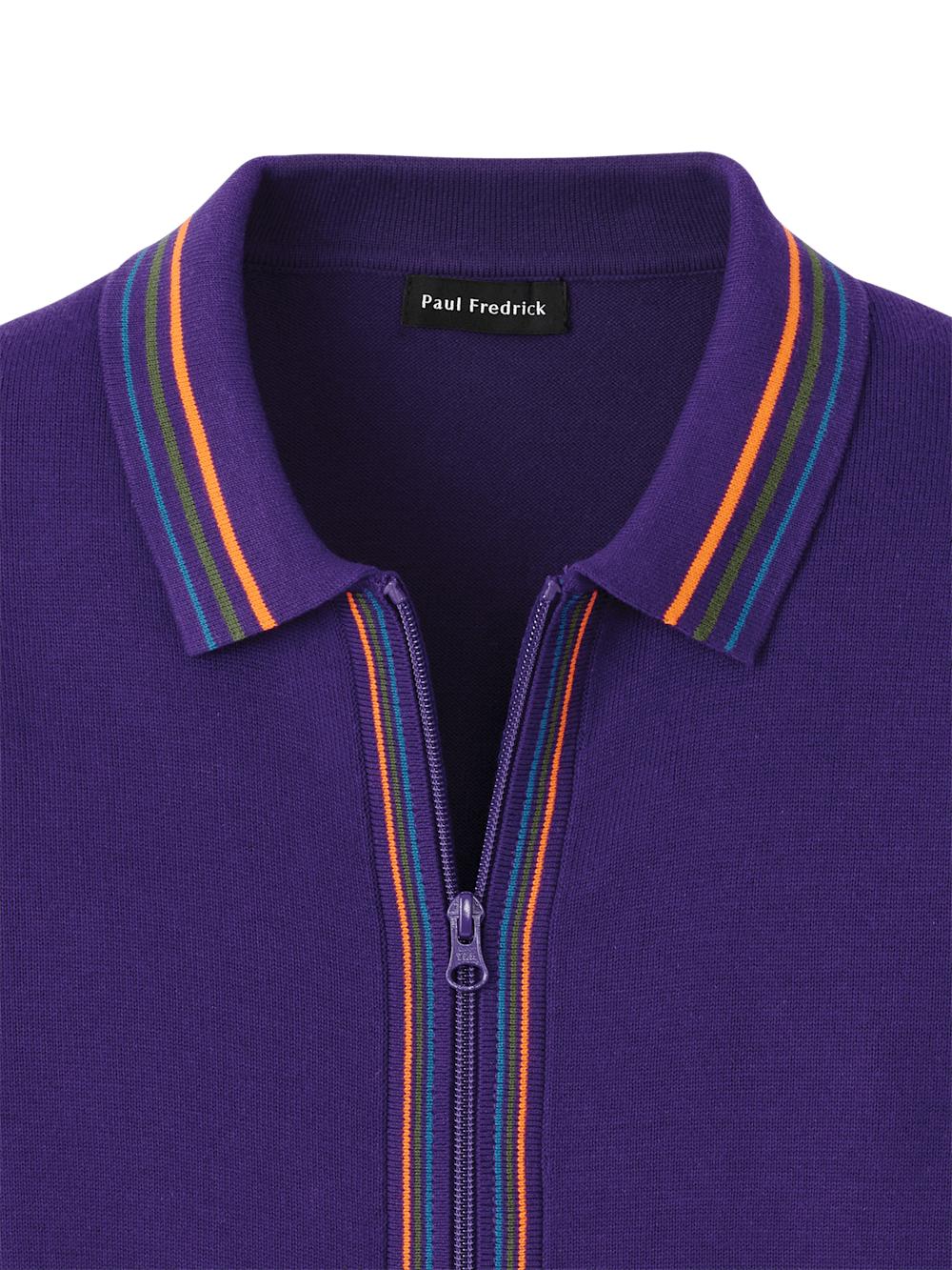 Cotton Full Zip Polo - Purple Product Image
