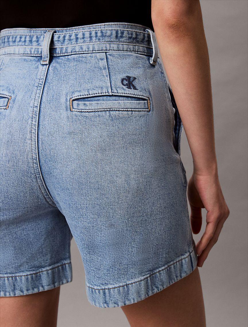 Tie Belt Denim Shorts  Product Image