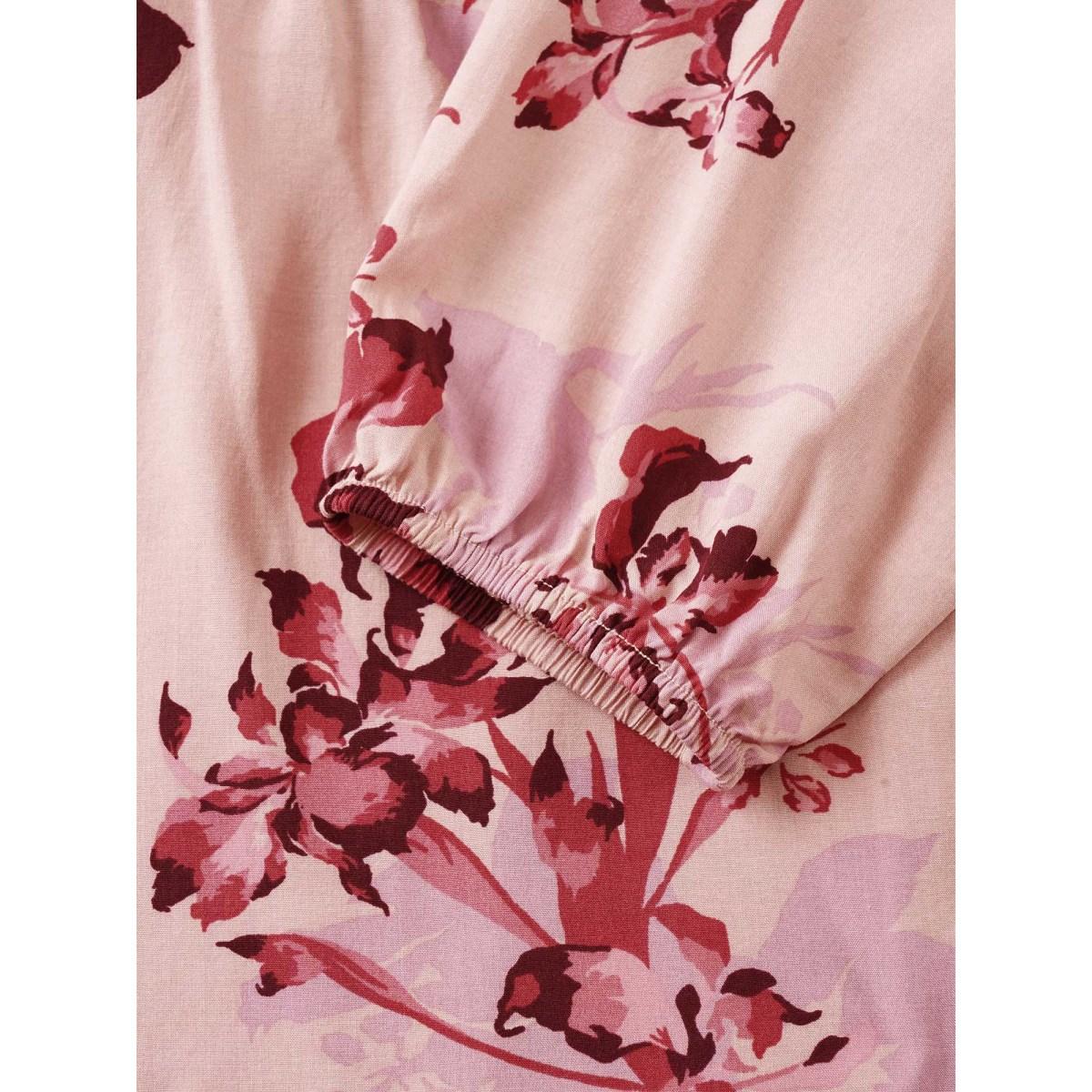 Plus Size DustyPink Floral Elastic Waist Belted Square Neck Gathered Blouse Women Elegant Long Sleeve Square Neck Dailywear Blouses BloomChic 22-24/3X Product Image