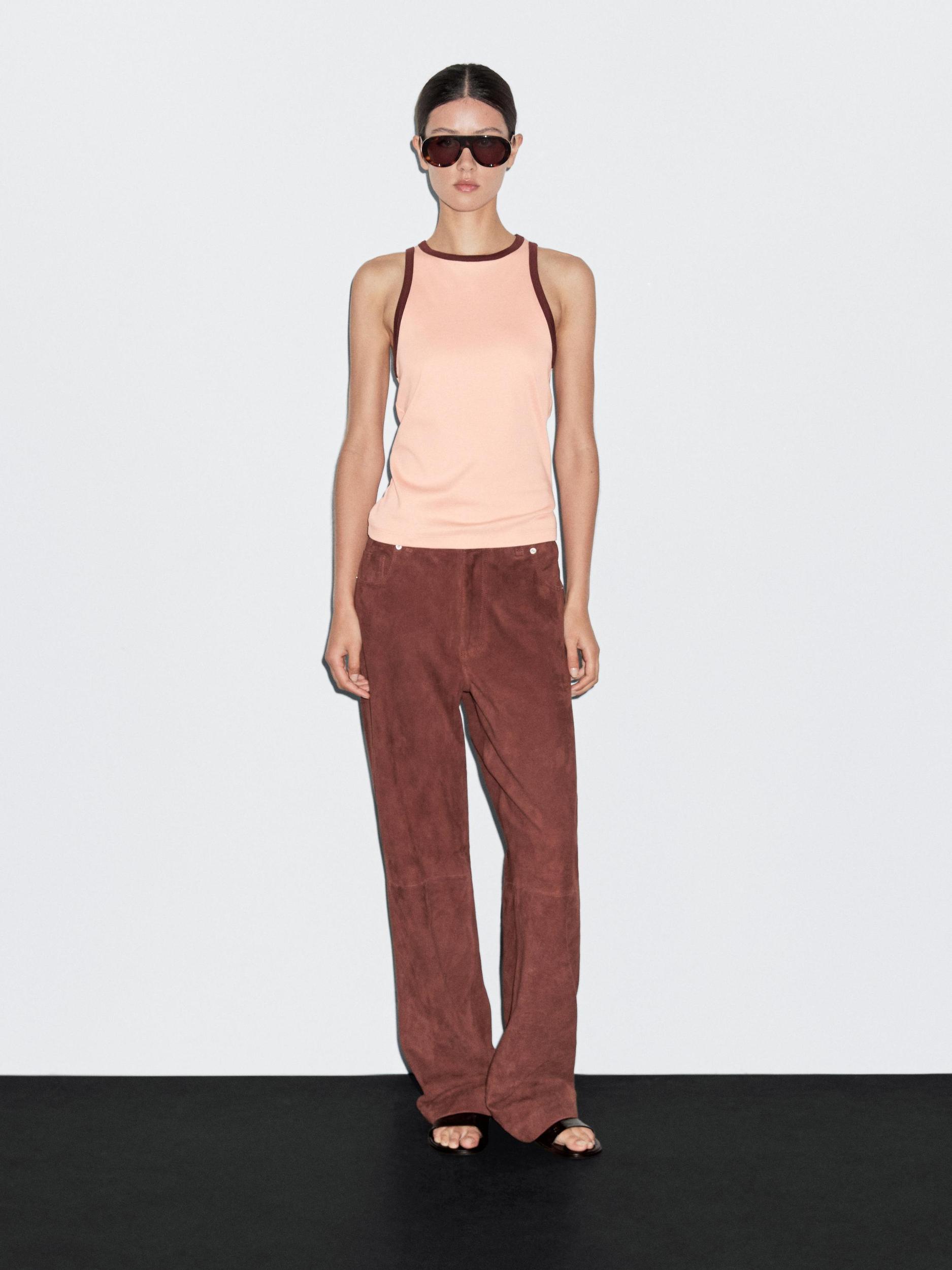 100% cotton halter top with contrast detail Product Image