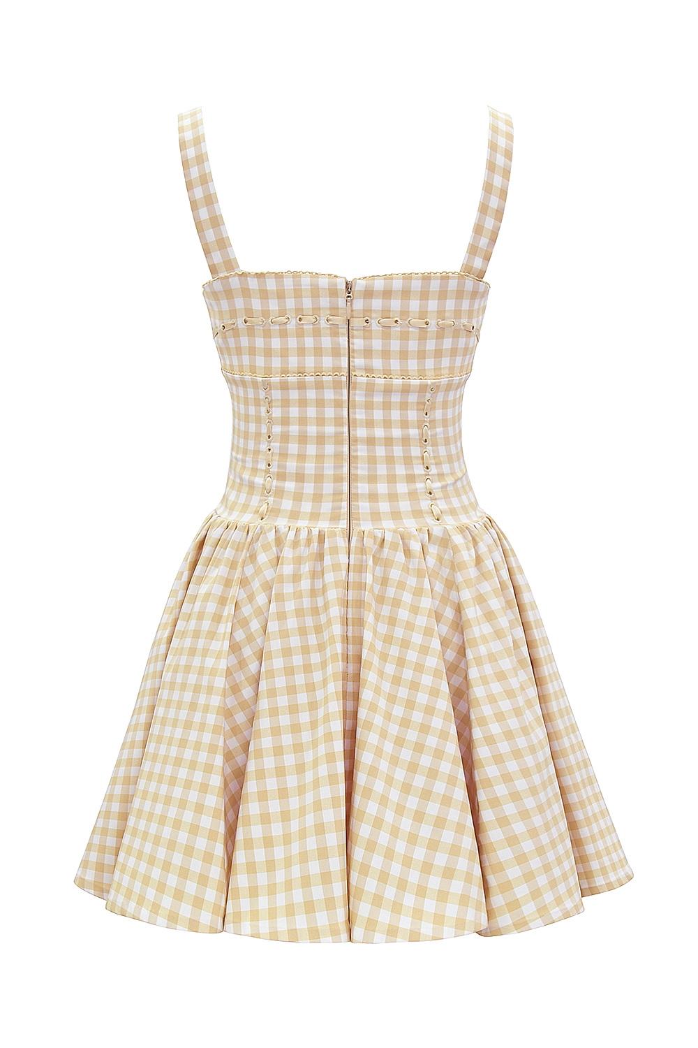 Isadora  gingerbread gingham mini dress Product Image