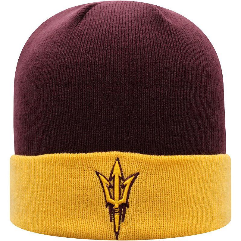 Men's Top of the World Maroon/Gold Arizona State Sun Devils Core 2-Tone Cuffed Knit Hat, Red Product Image