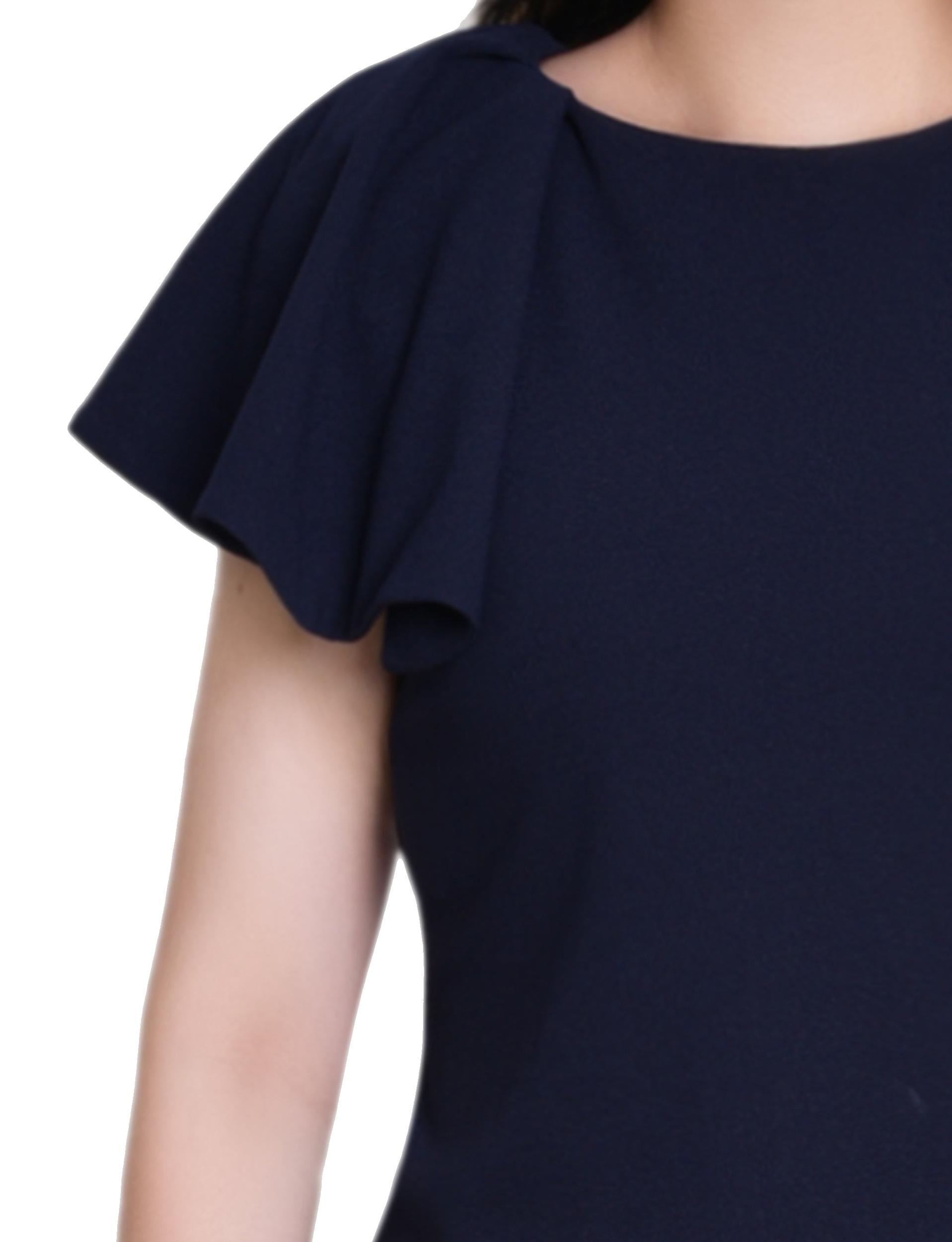 Navy Flutter Sleeve Sheath Dress Product Image