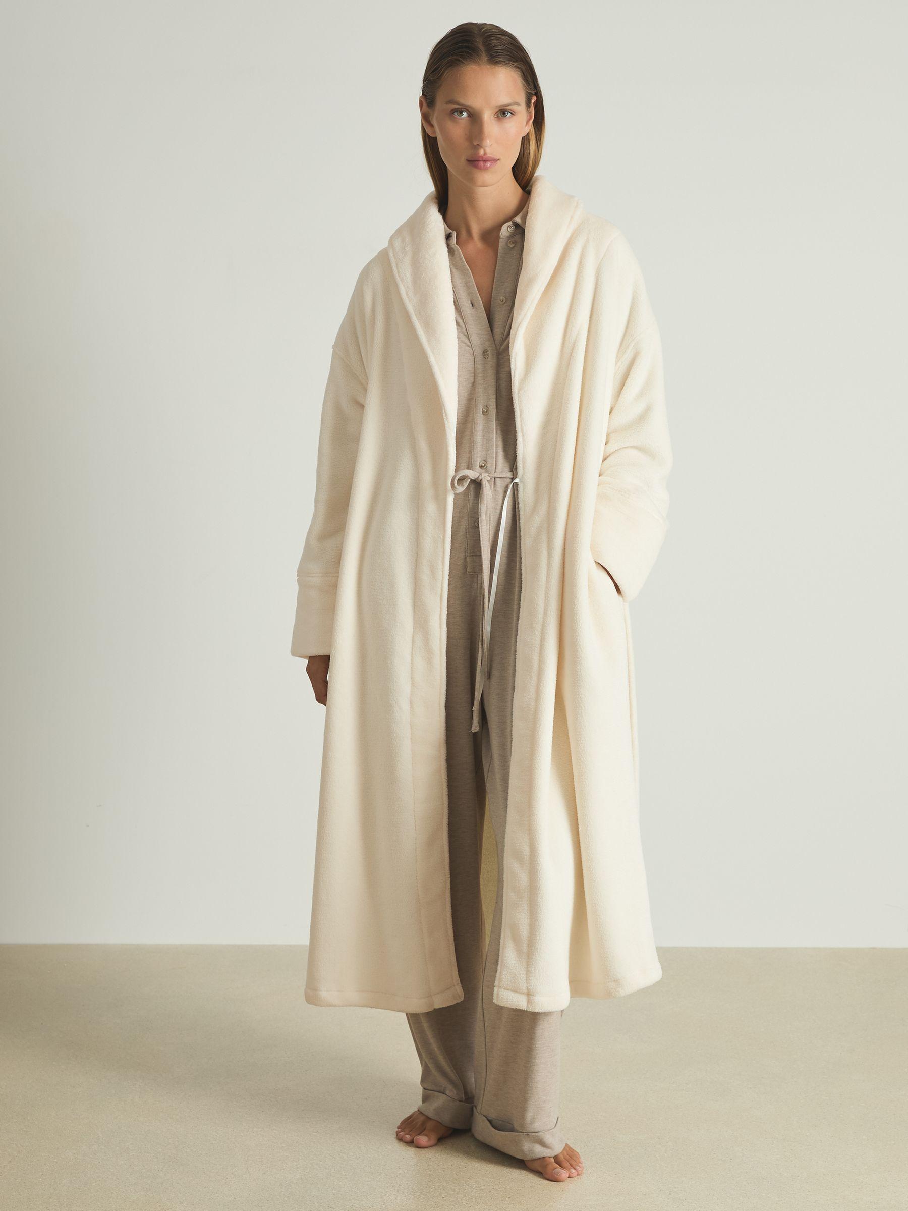 Fleece Dressing Gown in Ivory Product Image