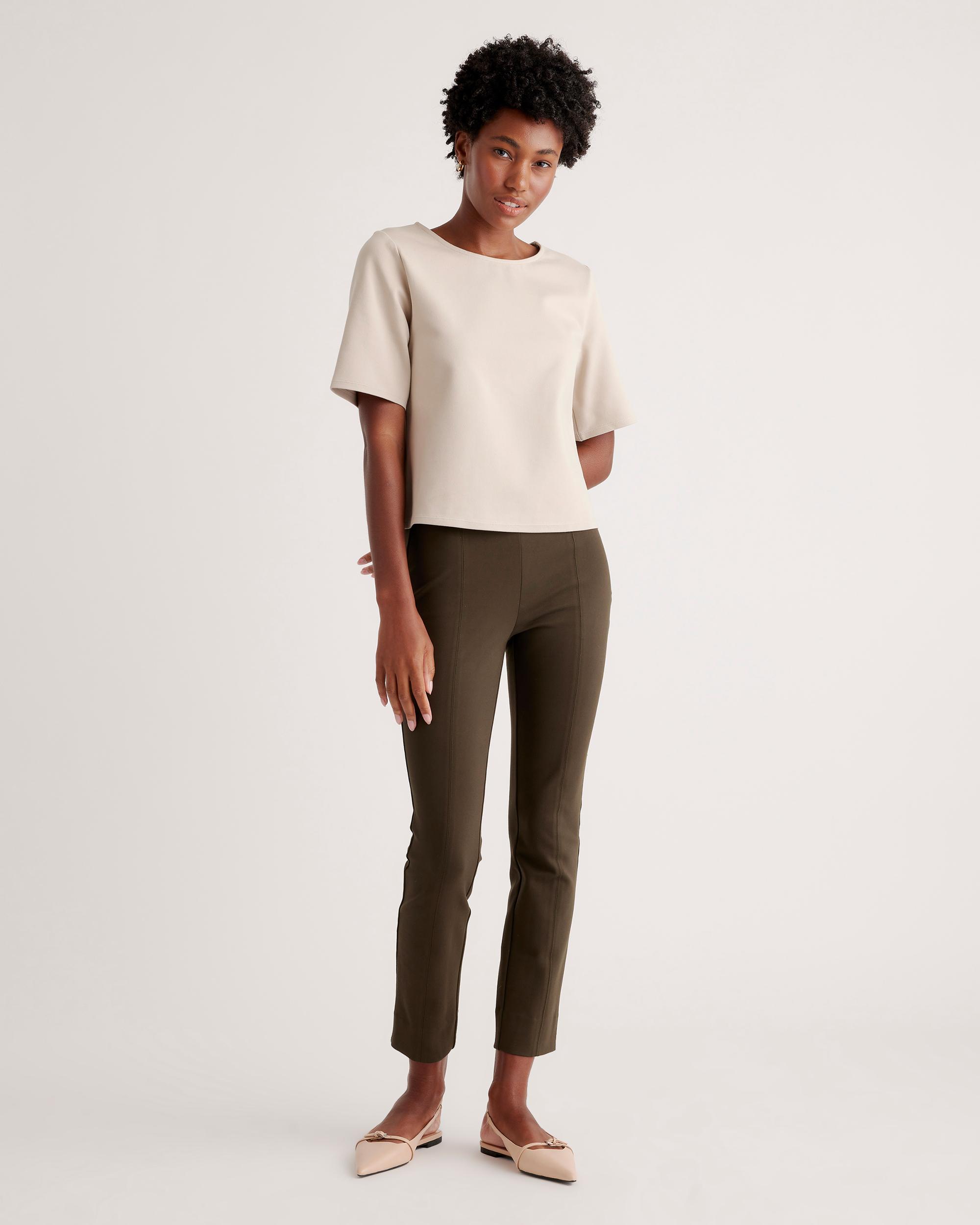 Quince | Women's Ultra-Stretch Ponte Pintuck Ankle Pants Rayon Product Image