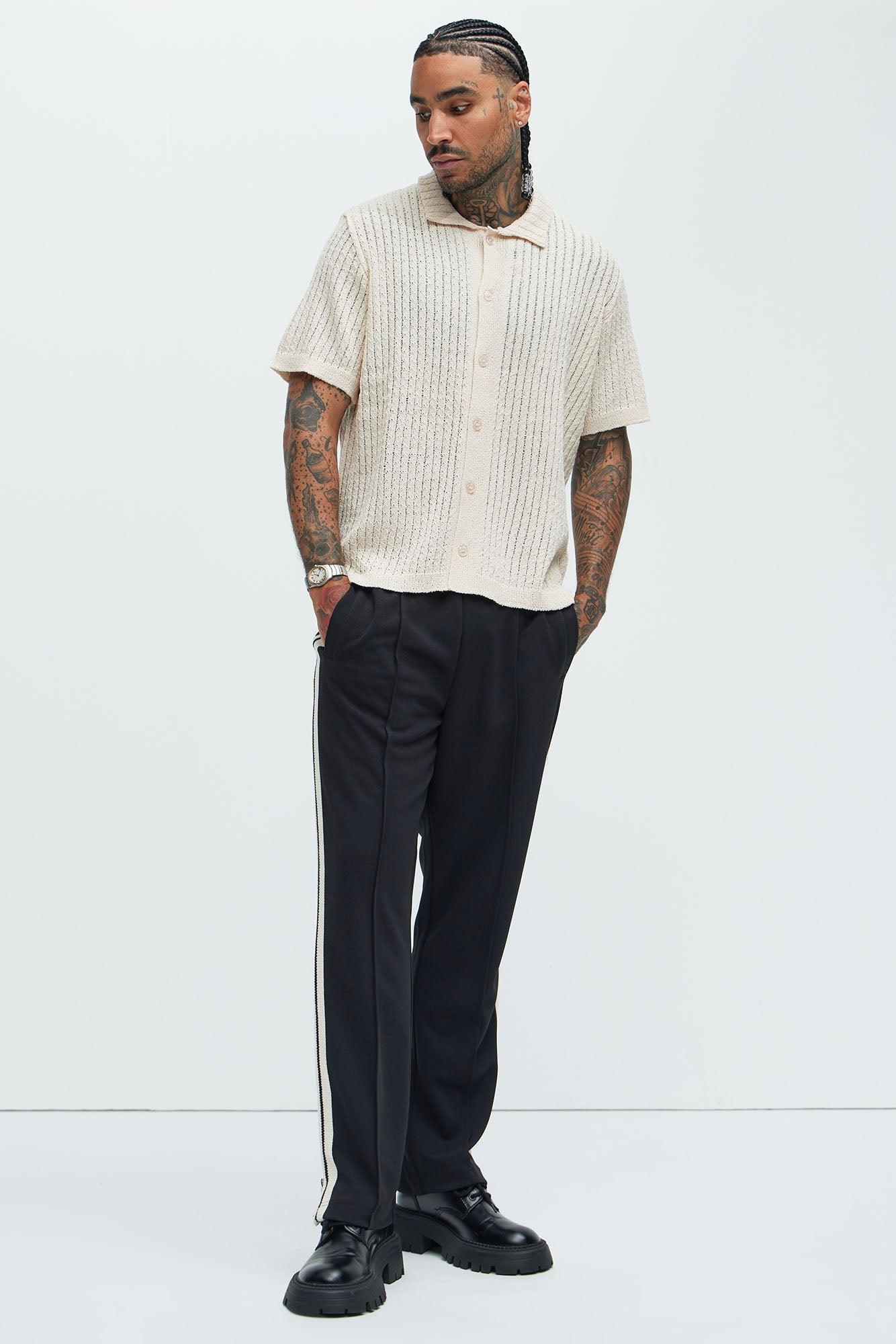 Perez Stripe Knit Shirt - Cream Product Image