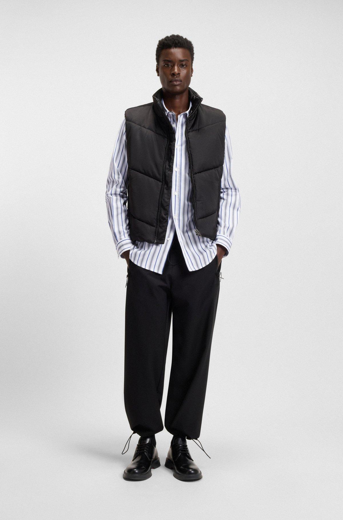 HUGO - Slim-fit shirt in striped cotton poplin - Blue Product Image