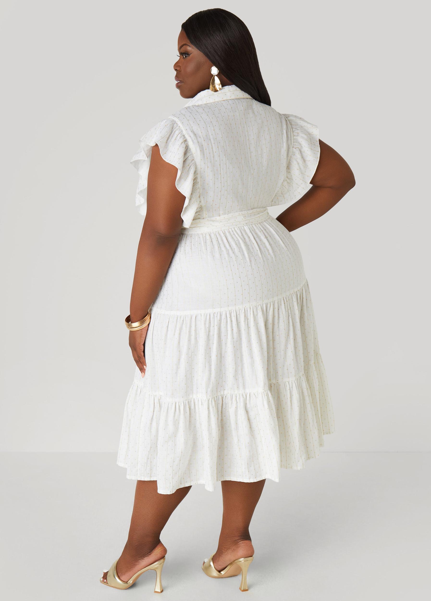 Plus Size Metallic Print Cotton Midaxi Dress Ashley Stewart Product Image