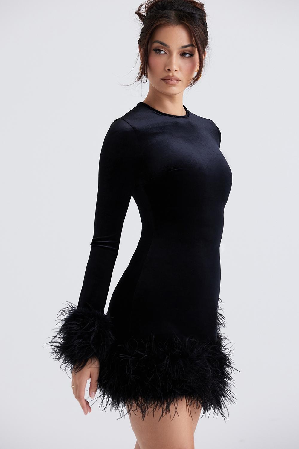 Lavinia  black velvet mini dress Product Image