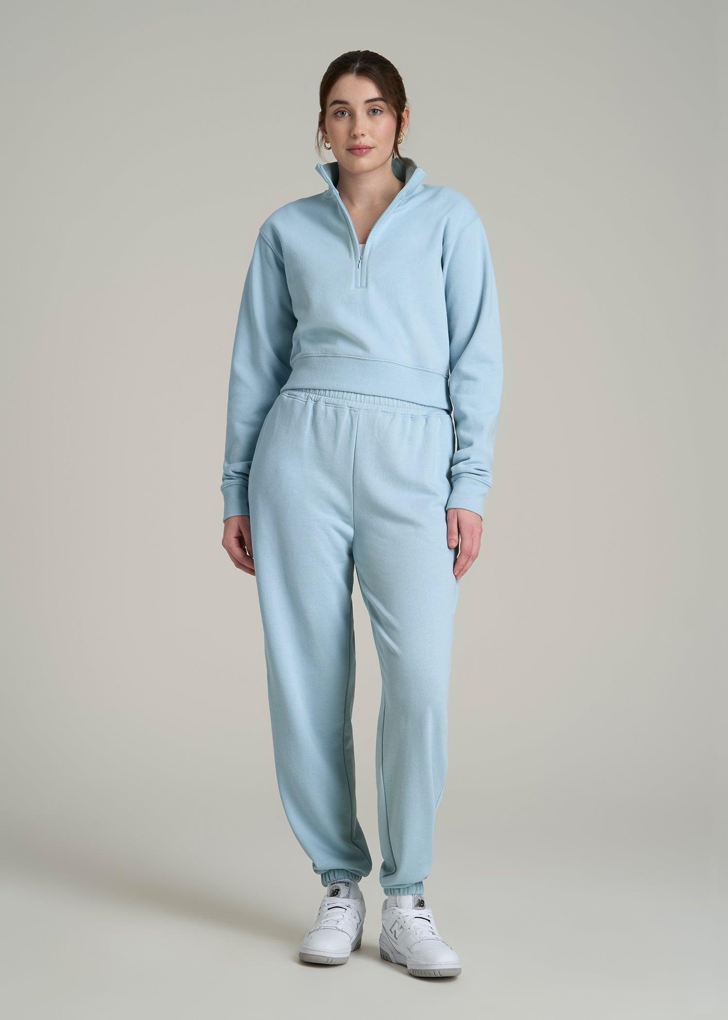 Wearever 2.0 Fleece Half-Zip Cropped Sweatshirt for Tall Women in Ice Blue Female Product Image