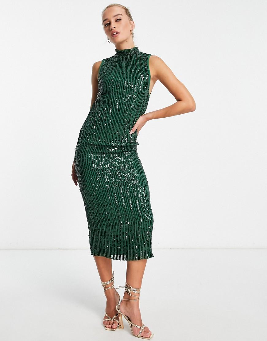 ASOS DESIGN high neck embellished midi dress Product Image
