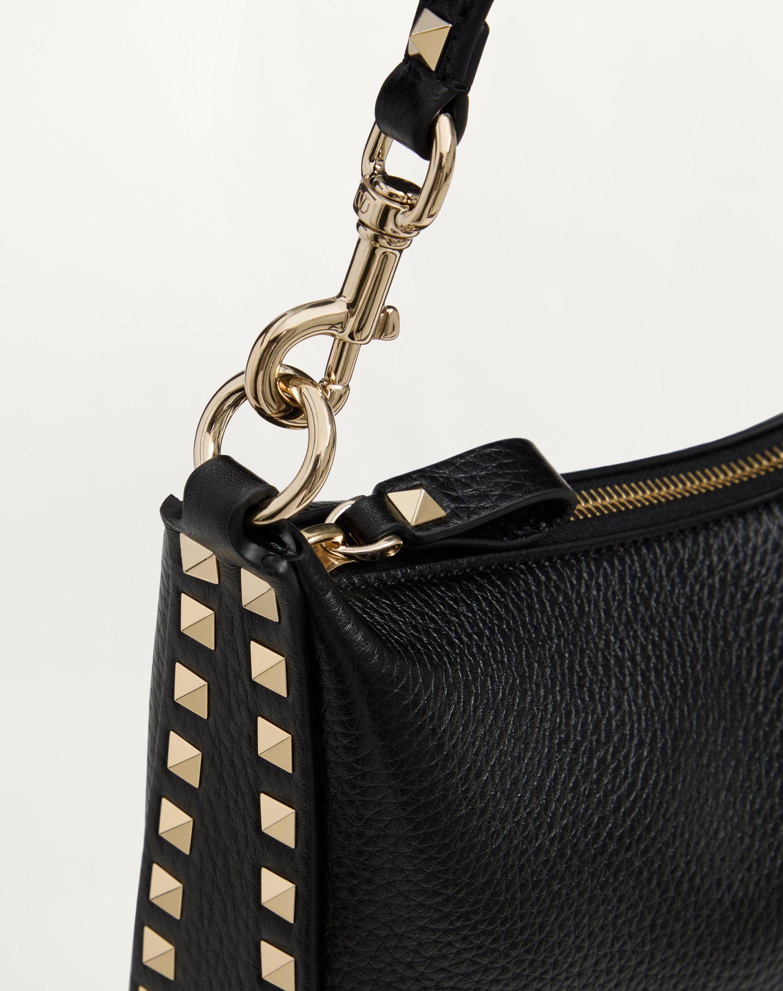 Valentino Garavani Rockstud Hobo Bag In Grainy Calfskin Product Image