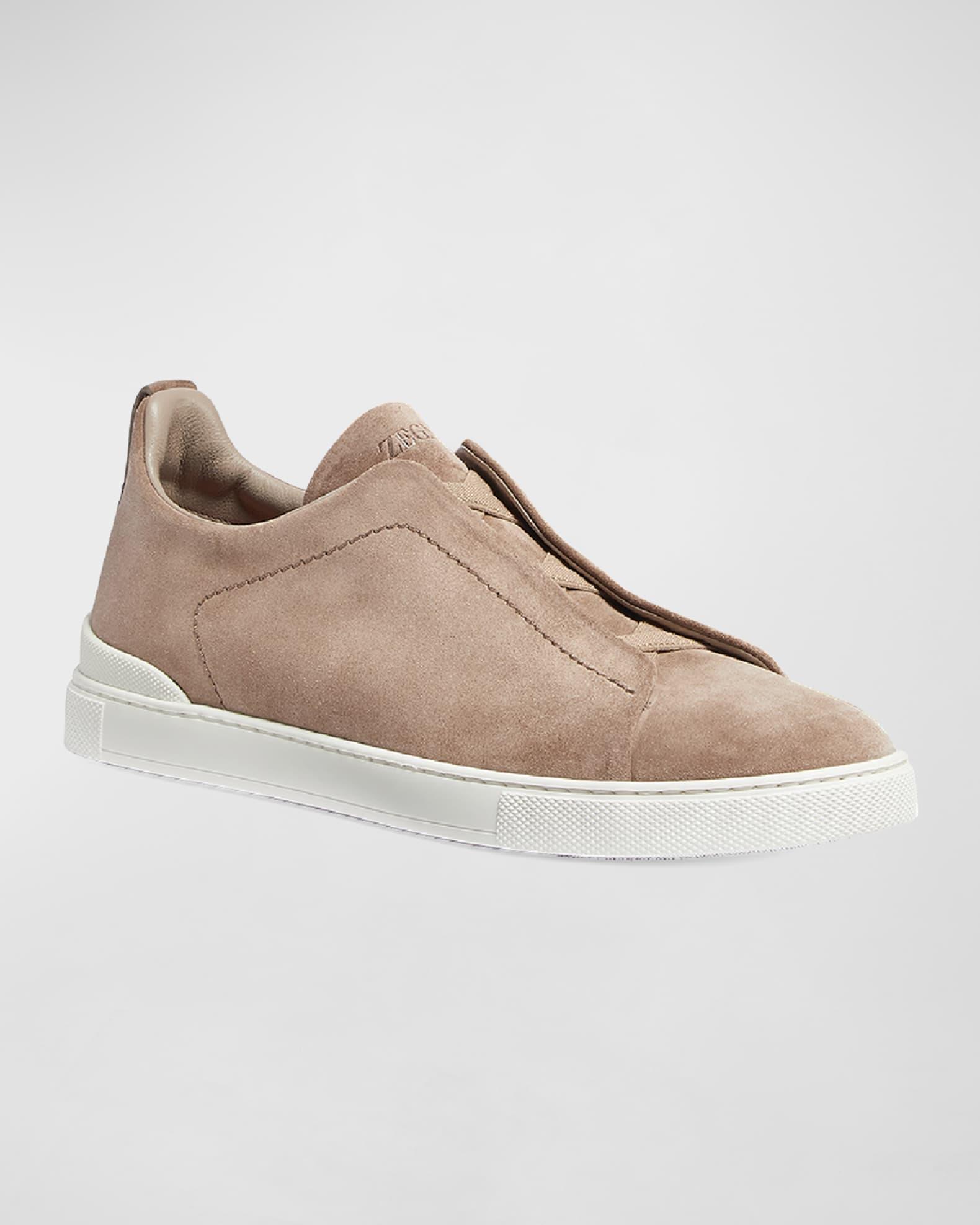 Men's Triple Stitch Suede Low Top Slip-On Sneakers Product Image